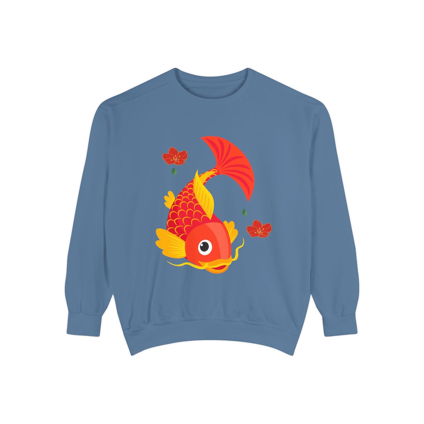 Goldfish with flowing fins and red blossoms Unisex Garment-Dyed Sweatshirt