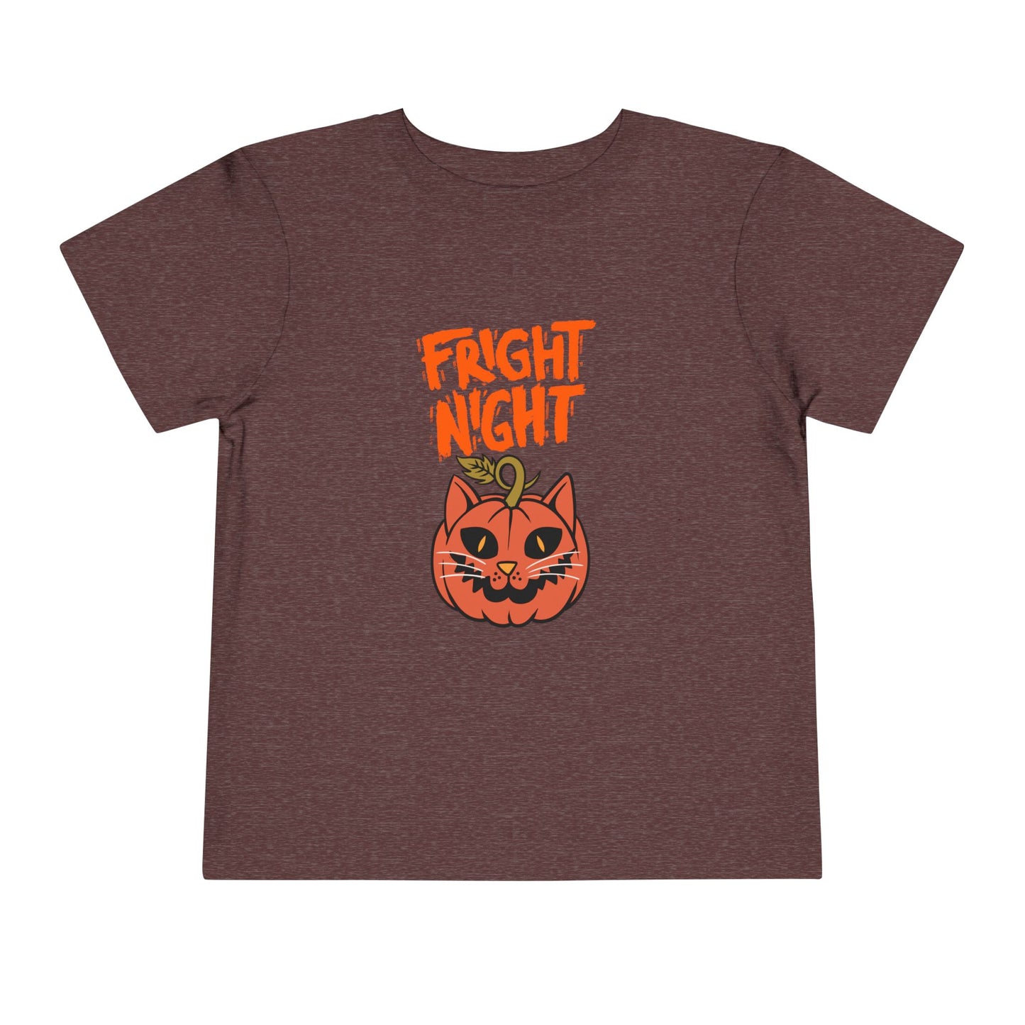 Cute Halloween Toddler Tee, 'Fright Night' Shirt, Kids Halloween Costume Top, Pumpkin Cat Graphic Tee, Spooky Toddler Outfit