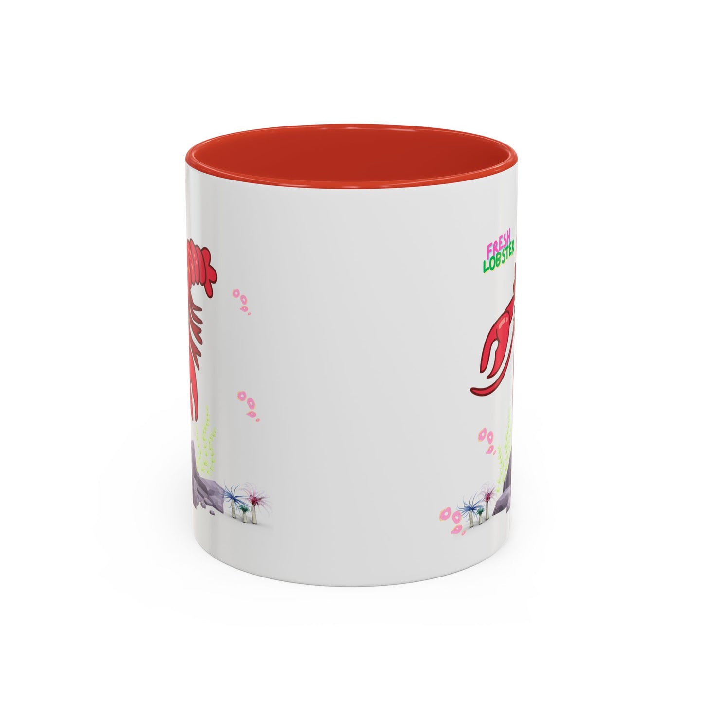 Friendly red lobster big eyes and yellow strip Coffee Mug