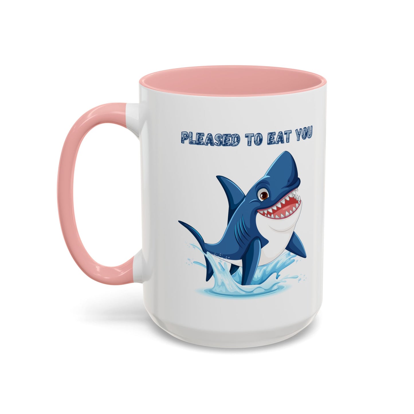 Humorous cartoon shark with threatening text Coffee Mug