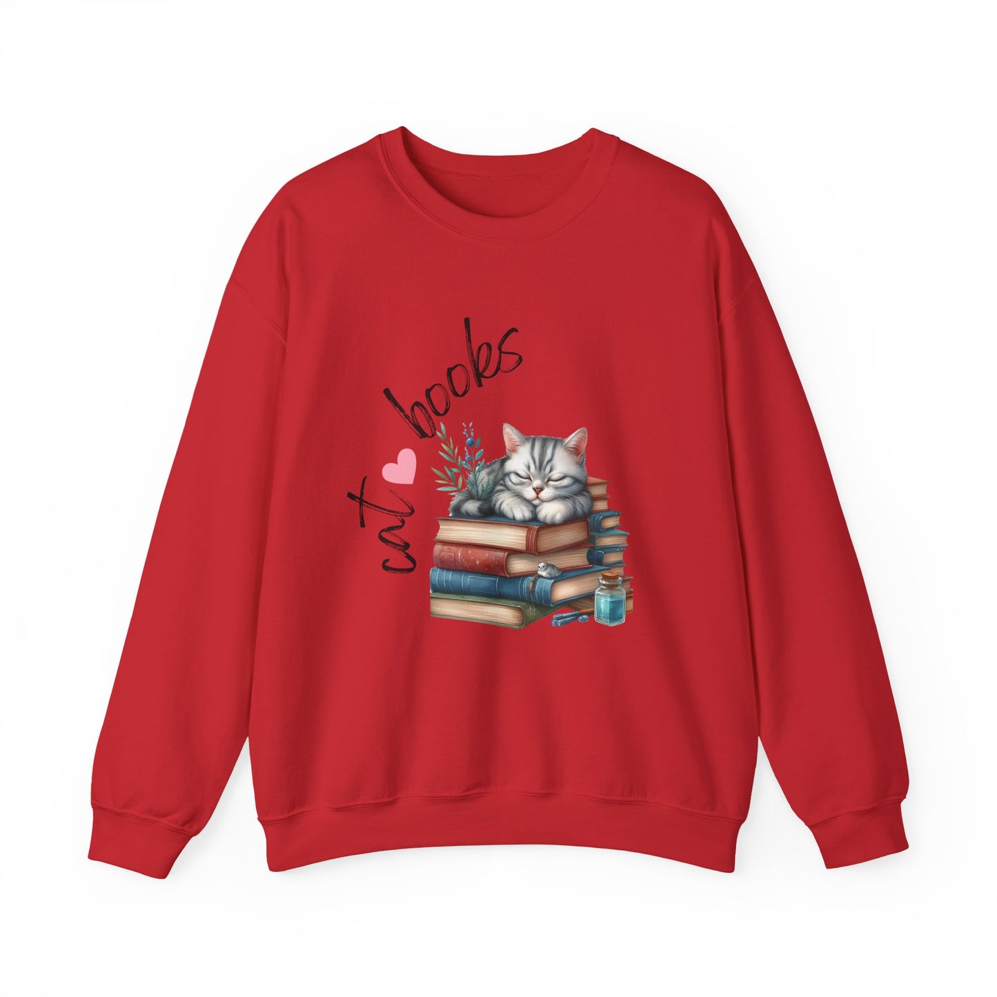 Cozy Cat Lover Crewneck Sweatshirt - Great for Book Lovers, Cat Enthusiasts, Gifts, Casual Wear, Cozy Nights