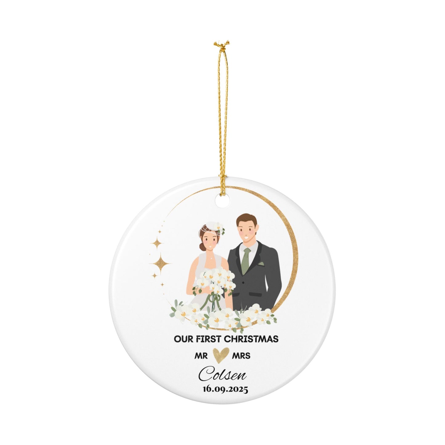 Personalized Wedding Christmas Ornament, Our First Christmas Married, Newlywed Gift,Couples Keepsake, Holiday Decoration