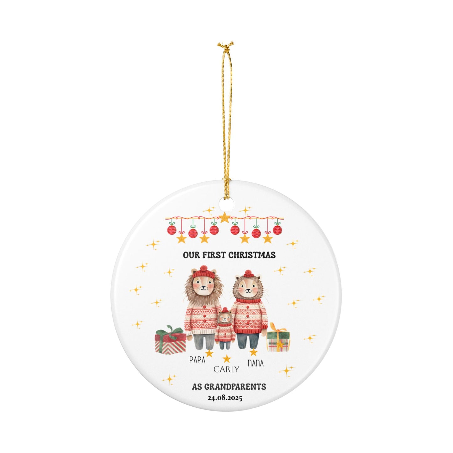 Personalized Family Christmas Ornament, Custom Keepsake Gift, Holiday Decoration, Grandparents Gift, First Christmas as Grandparents