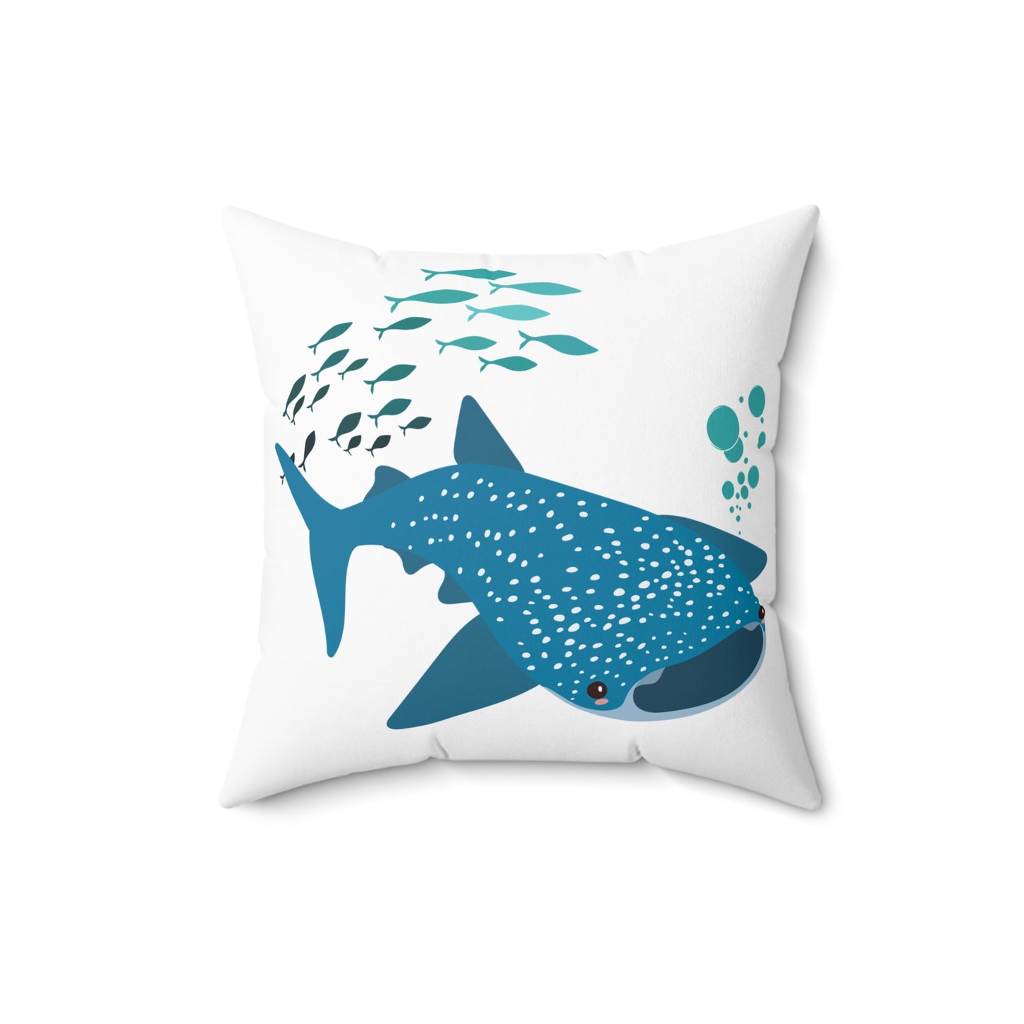 Whale Shark school of fish and buddles Spun Polyester Square Pillow