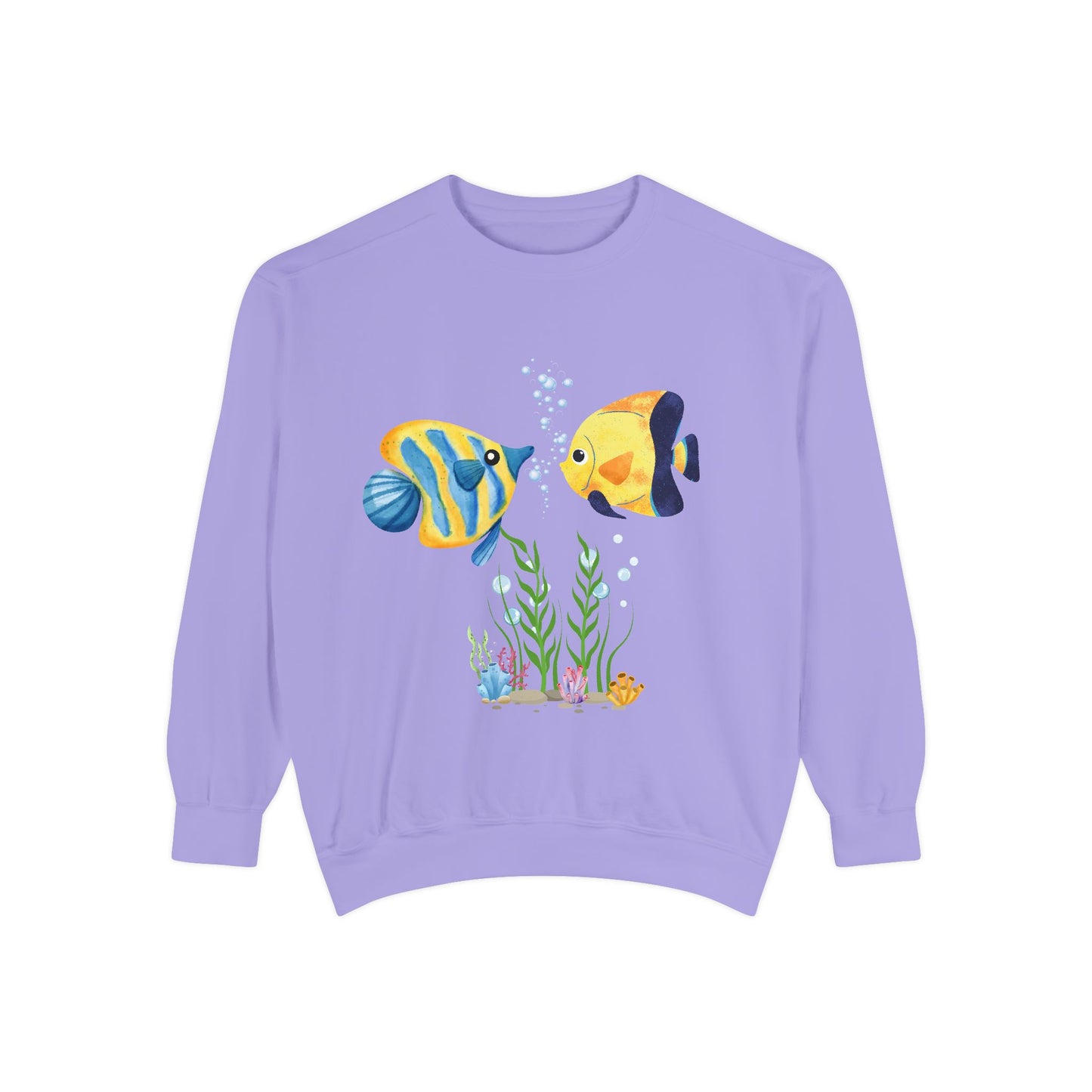 Two fish greet in underwater Unisex Garment-Dyed Sweatshirt