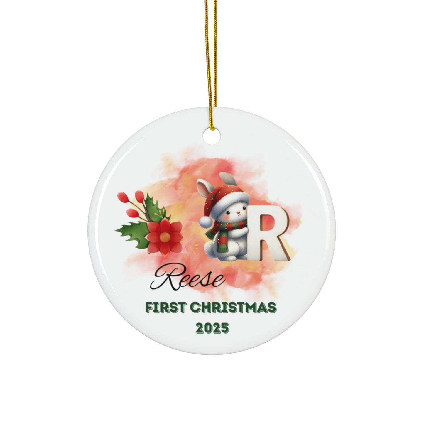 Personalized Ceramic Ornament, Custom Christmas Decoration, First Christmas 2025 Keepsake, Holiday Gift, Celebration Decor
