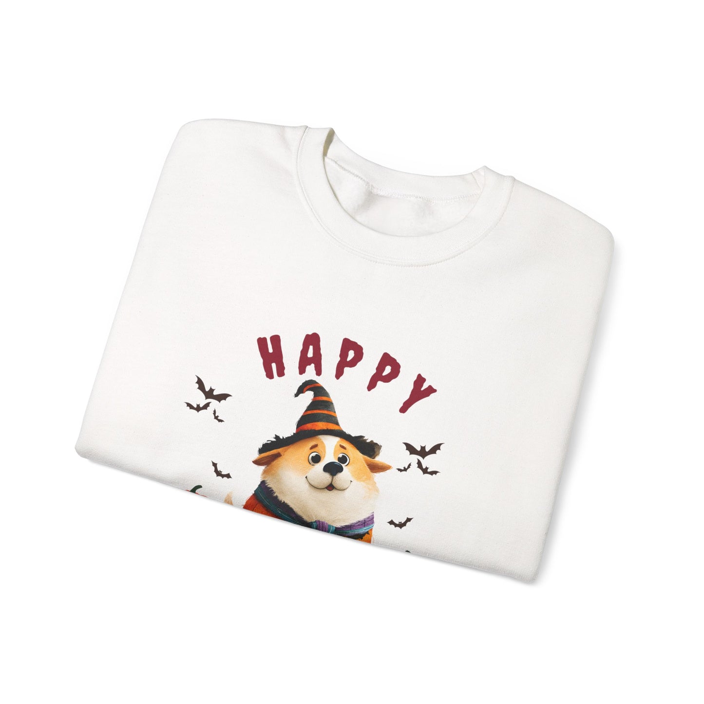 Happy Halloween Dog Sweatshirt, Cozy Fall Attire, Pet Halloween Apparel, Unisex Crewneck, Perfect for Halloween Parties, Fall Fashion