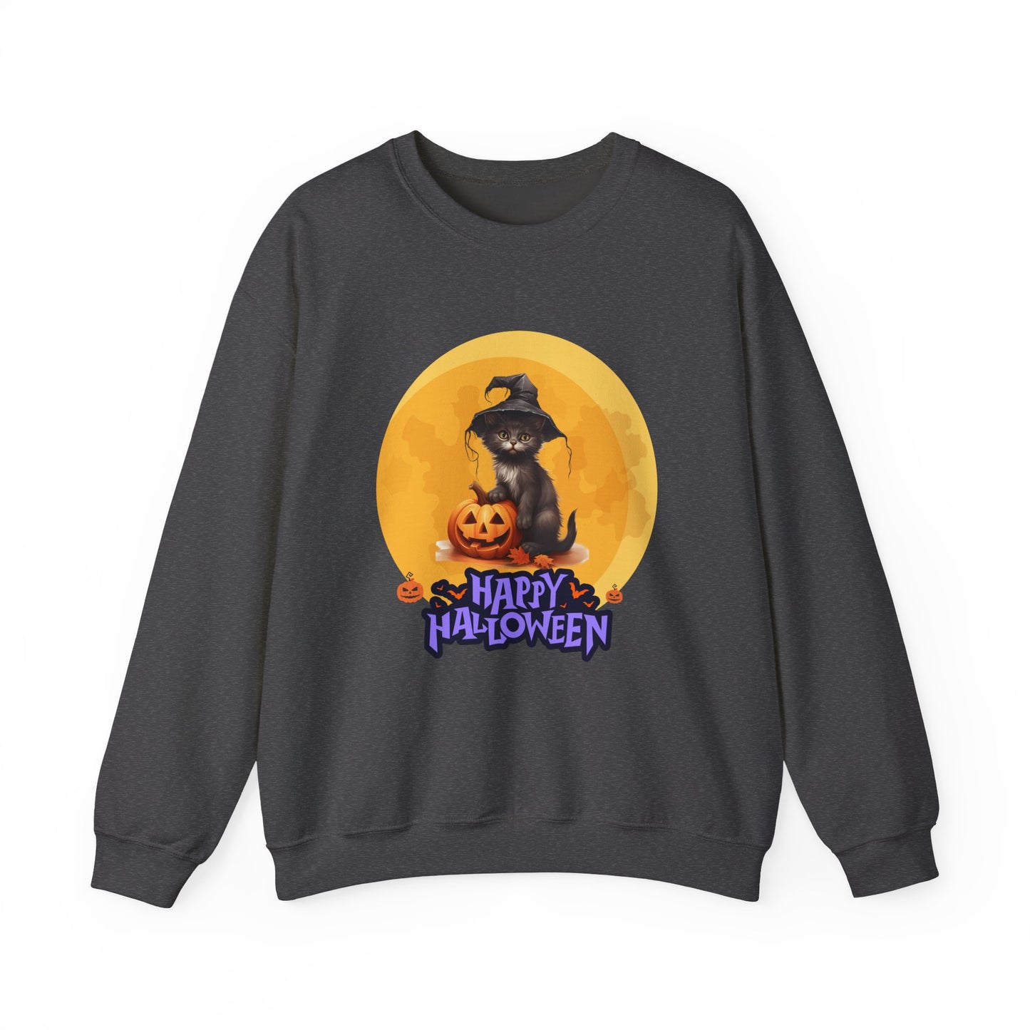 Halloween Cat Sweatshirt, Cozy Fall Sweater, Unisex Crewneck, Perfect for Halloween, Pet Lover Gift, Spooky Season Apparel