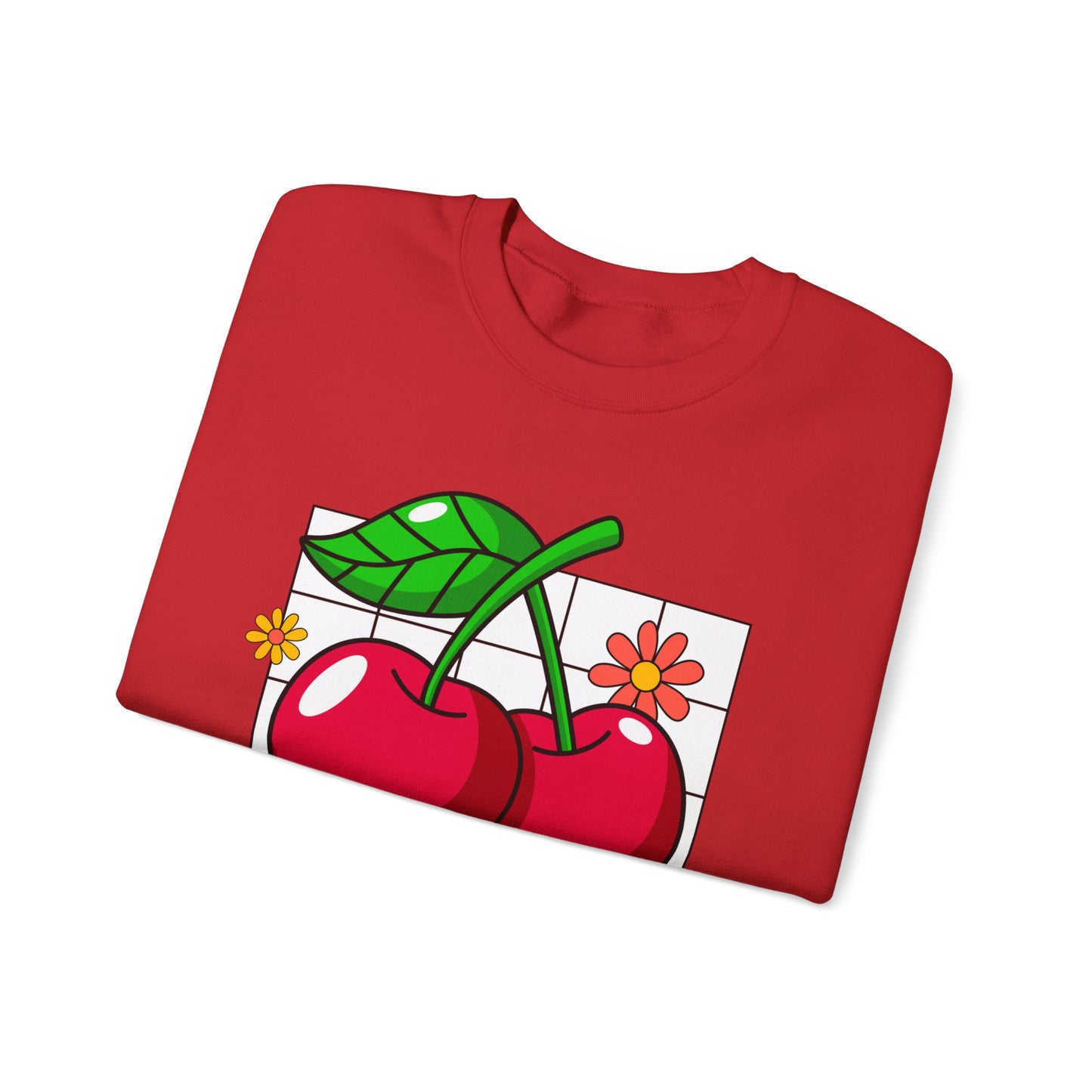 Cherry Yum Graphic Crewneck Sweatshirt | Cozy Unisex Sweater for Casual Wear, Gifts, Summer Vibes, Trendy Fashion, Foodie Apparel