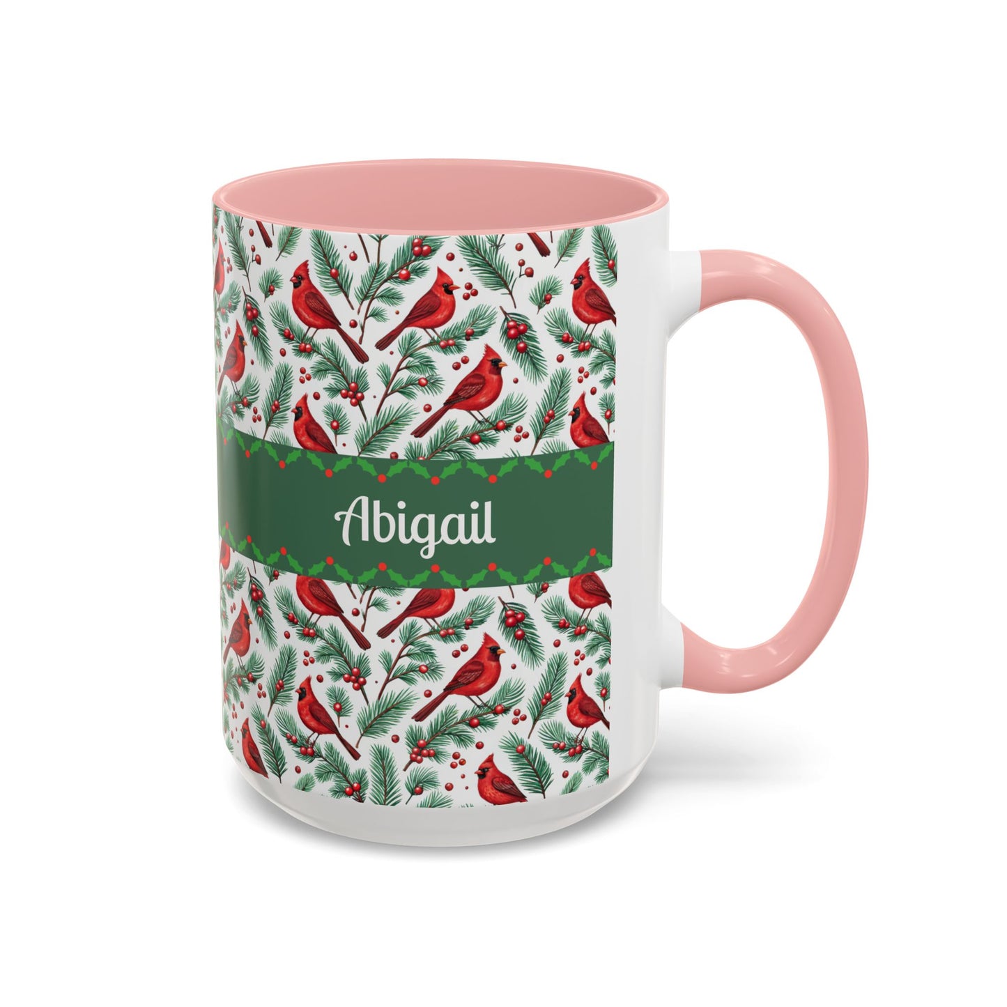 Personalized Holiday Coffee Mug, Festive Cardinal Mug, Custom Name Mug, Christmas Gift, Winter Decor, Drinkware