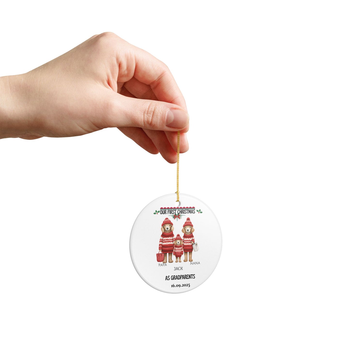 Personalized Christmas Ornament, Pet Family Decoration, 1st Christmas Gift, Custom Family Ornament, Holiday Decor