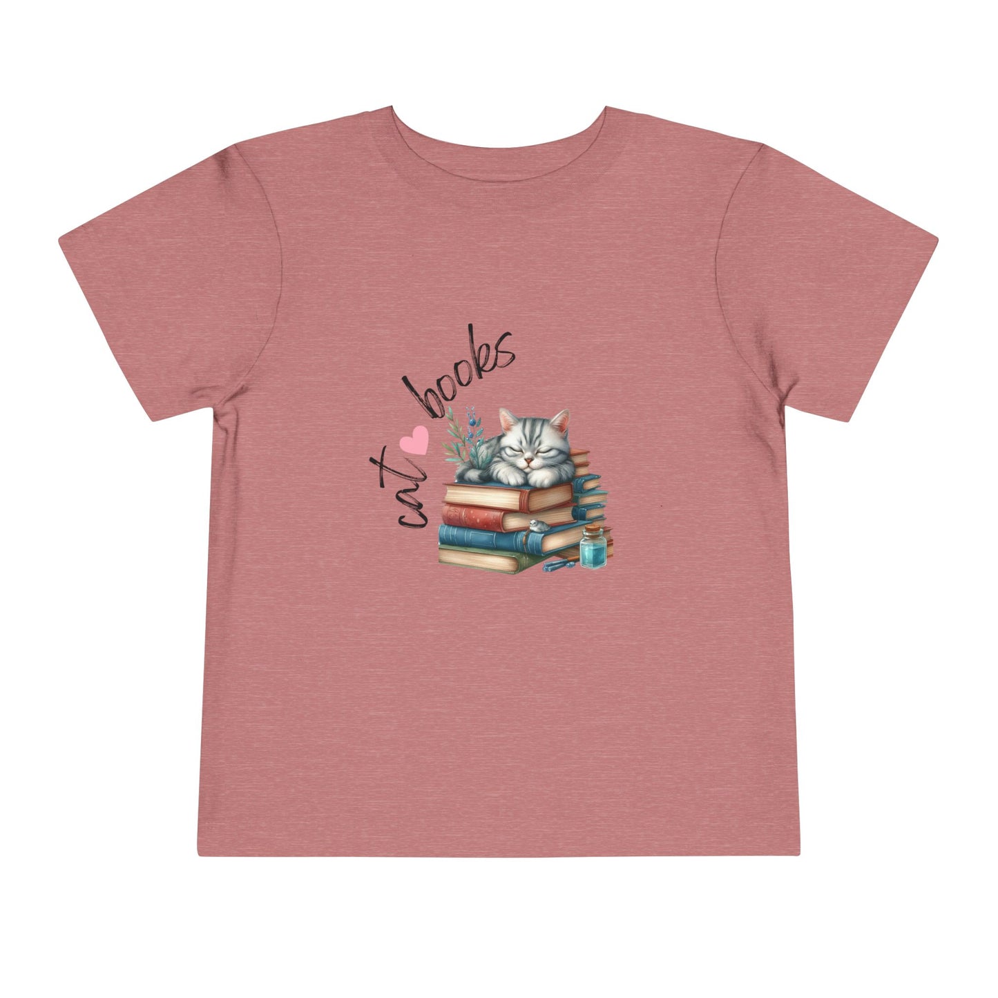 Cute Cat Books Toddler Tee, Kids Cat Lover Shirt, Bookworm Toddler T-Shirt, Gift for Cat Lovers, Fun Children's Apparel