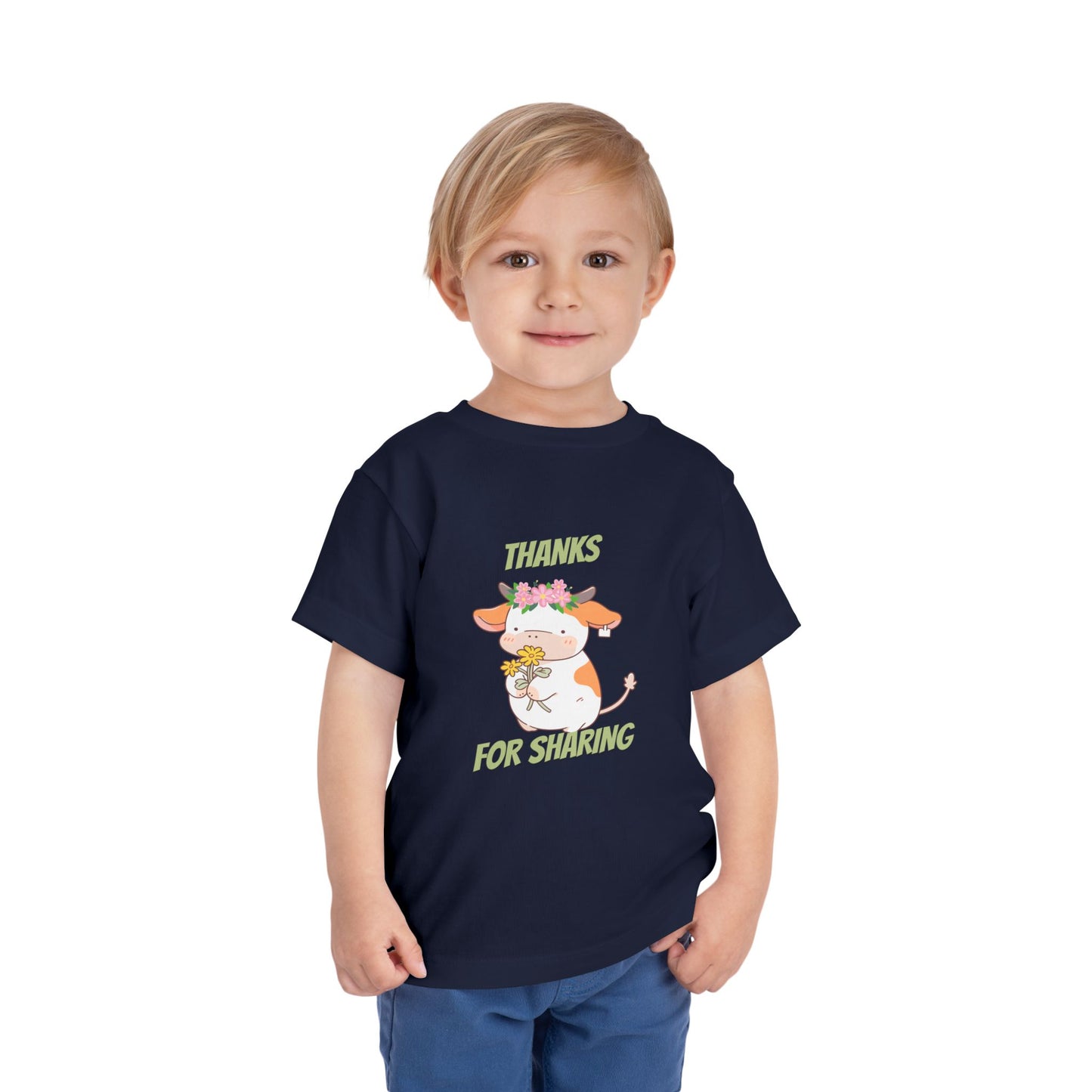 Cute Toddler Tee with Cow Design, Perfect Gift for Kids, Playdate Apparel, Kid's Birthday Gift, Thank You for Sharing T-Shirt