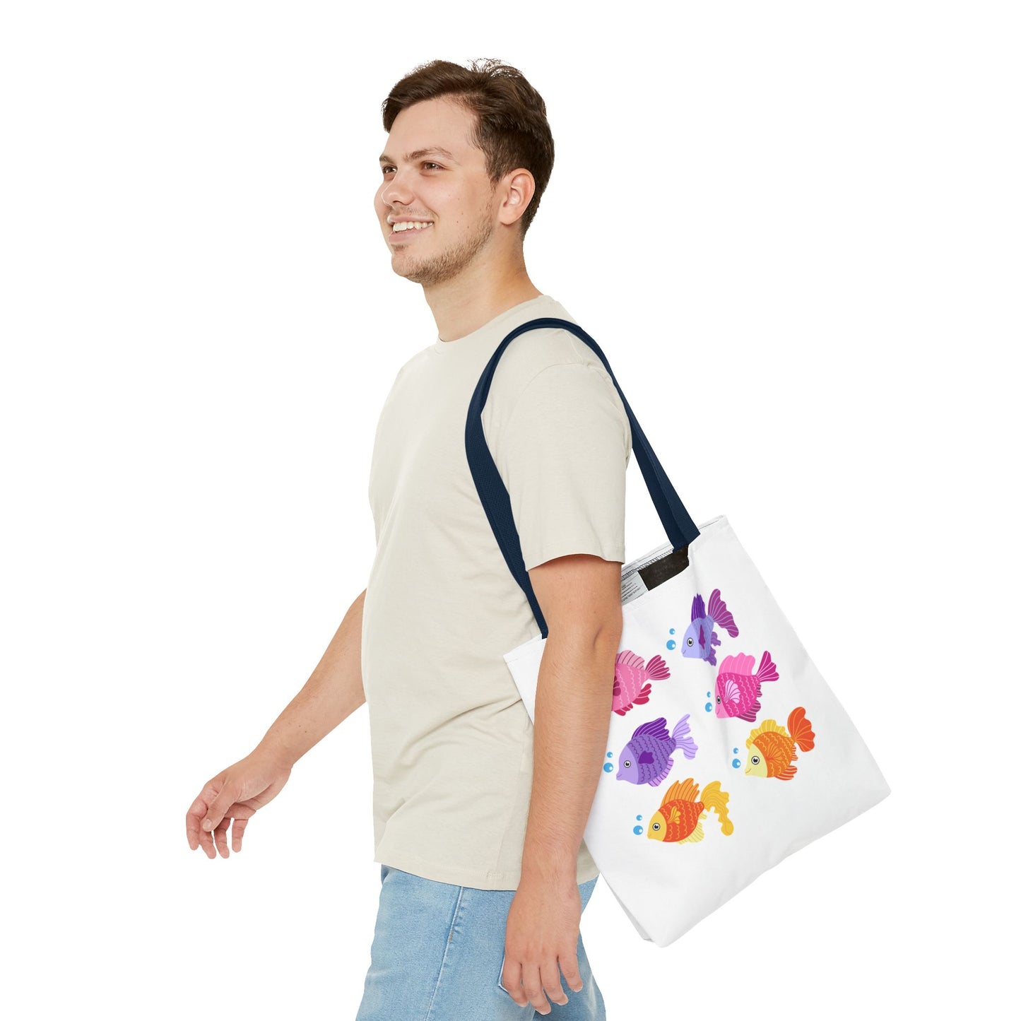 Six fish with cartoonish bubbles Tote Bag