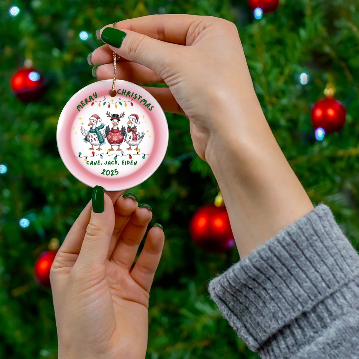 Ceramic Christmas Ornament, Personalized Holiday Decor, Festive Ornament Set, Unique Gift, Family Keepsake