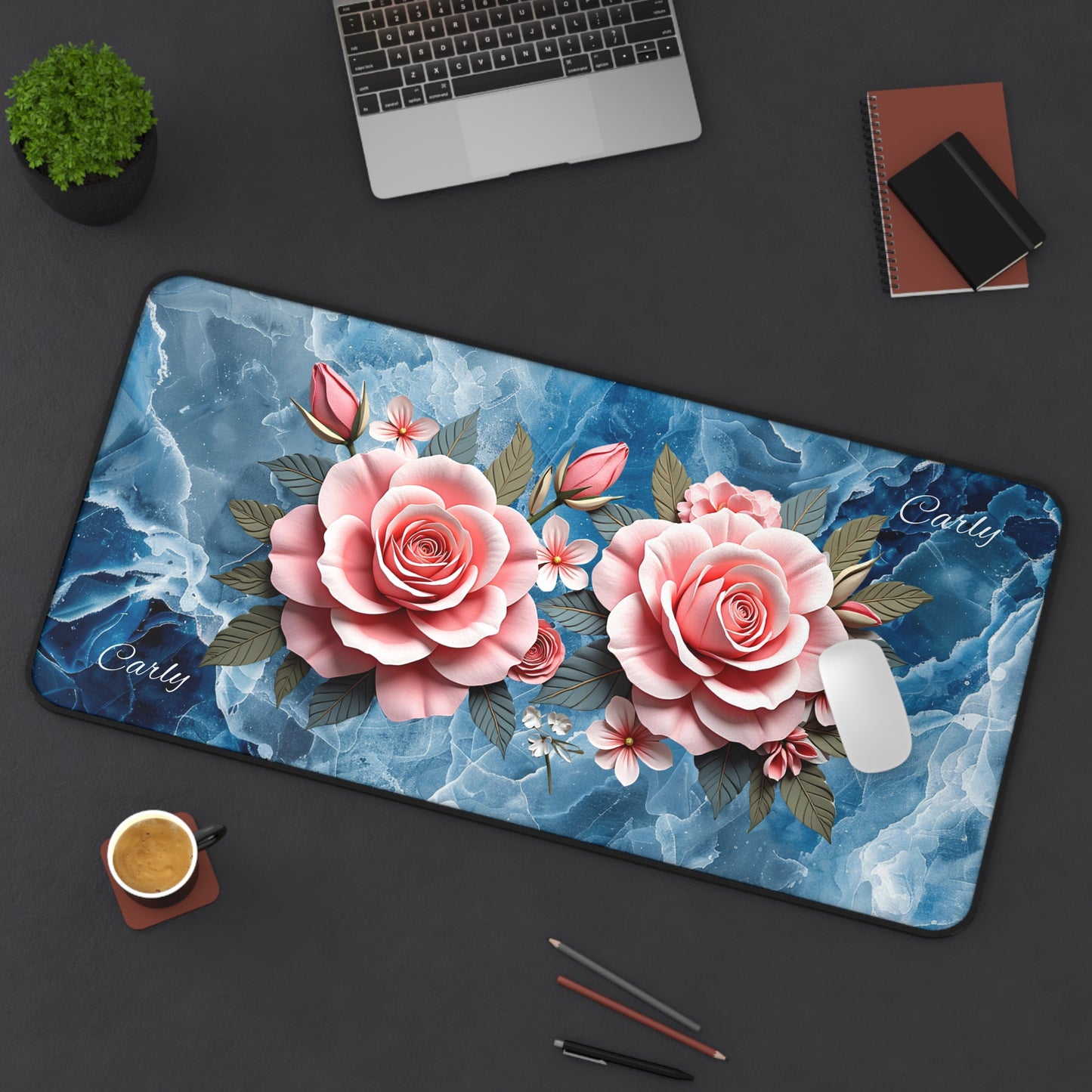 Floral Desk Mat Perfect for Home Office, Gaming, or Study - Elegant Rose Design, Mouse Pad, Desk Accessory, Gift Idea