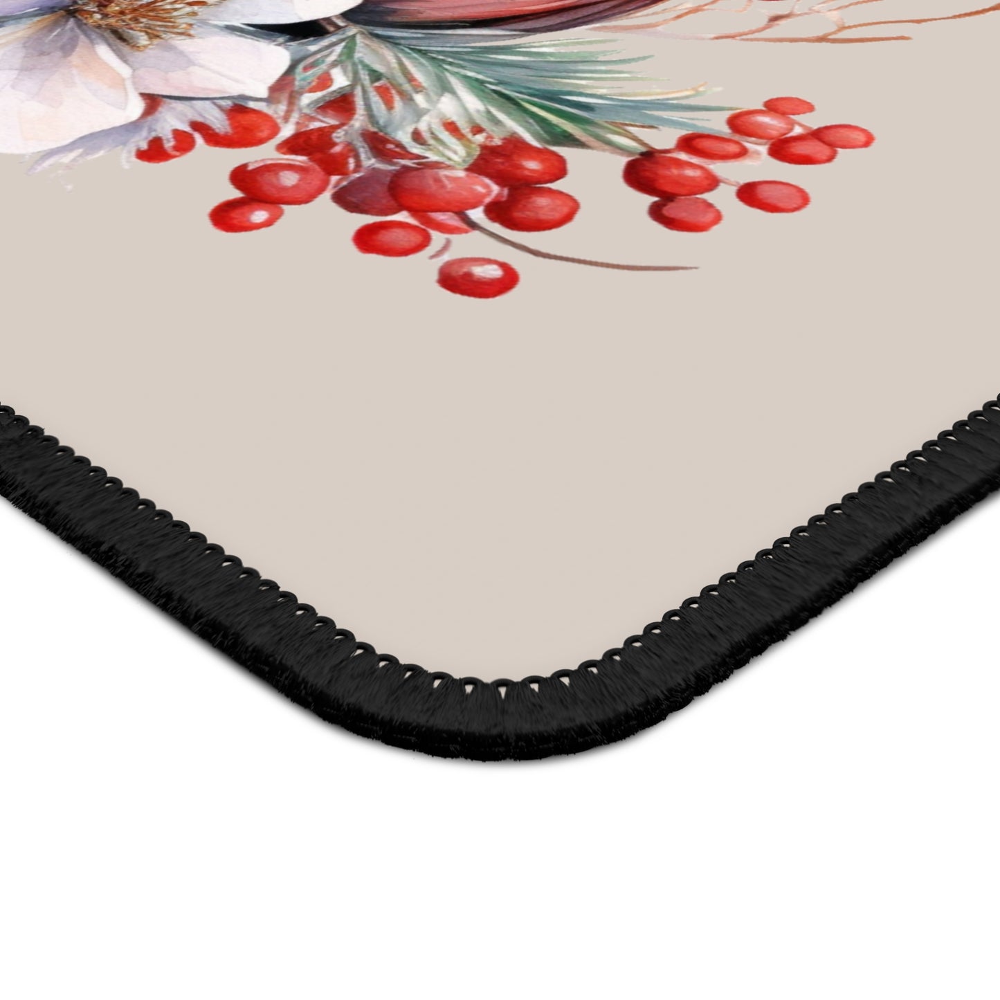 Cardinal Floral Gaming Mouse Pad — Winter Bird Desk Mat