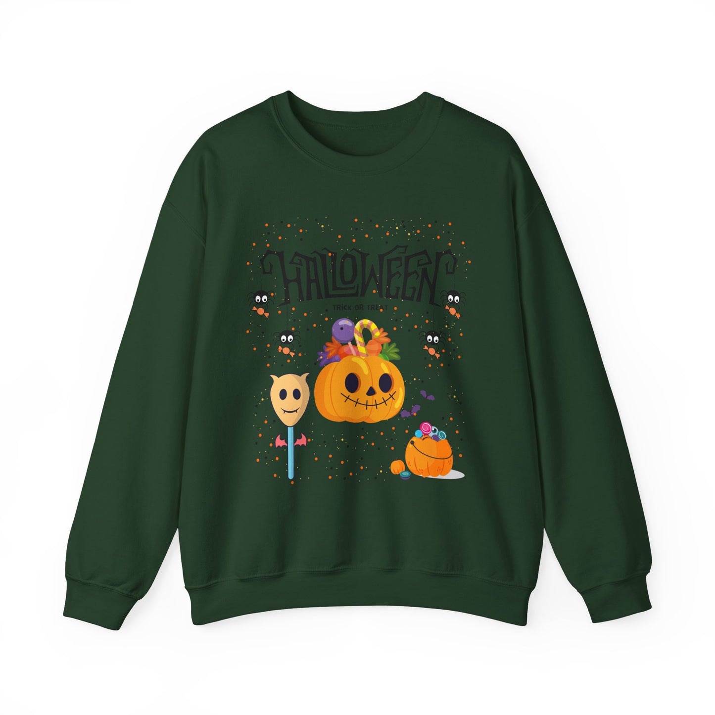 Halloween Themed Unisex Crewneck Sweatshirt, Cozy Fall Apparel, Gifting, Festive Wear, Halloween Decorations, Pumpkin Design