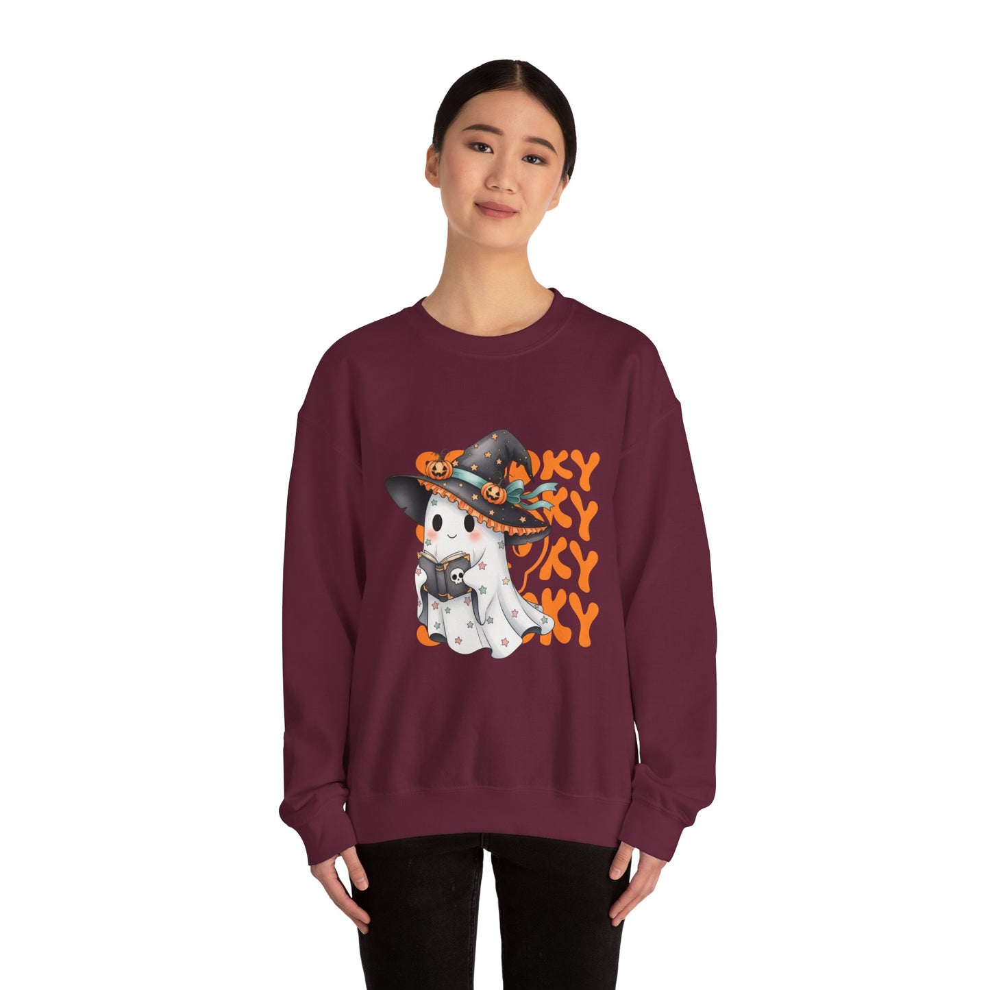 Halloween Ghost Sweatshirt, Cozy Sweatshirt, Fall Fashion, Unisex Crewneck, Spooky Season Apparel, Halloween Gift
