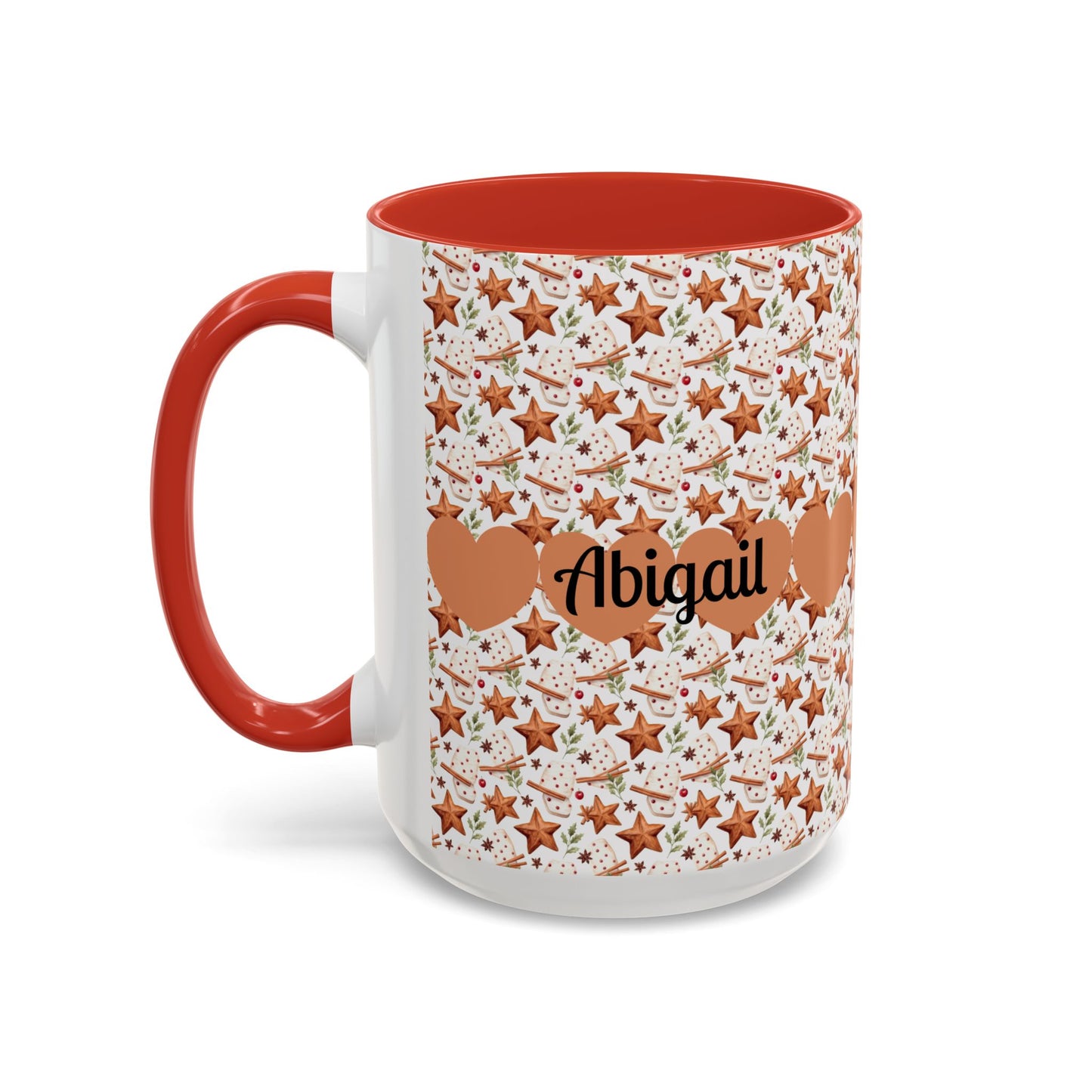 Personalized Accent Coffee Mug - Custom Gift, Floral Design, Heart Motif, Perfect for Birthdays, Anniversaries, Holidays