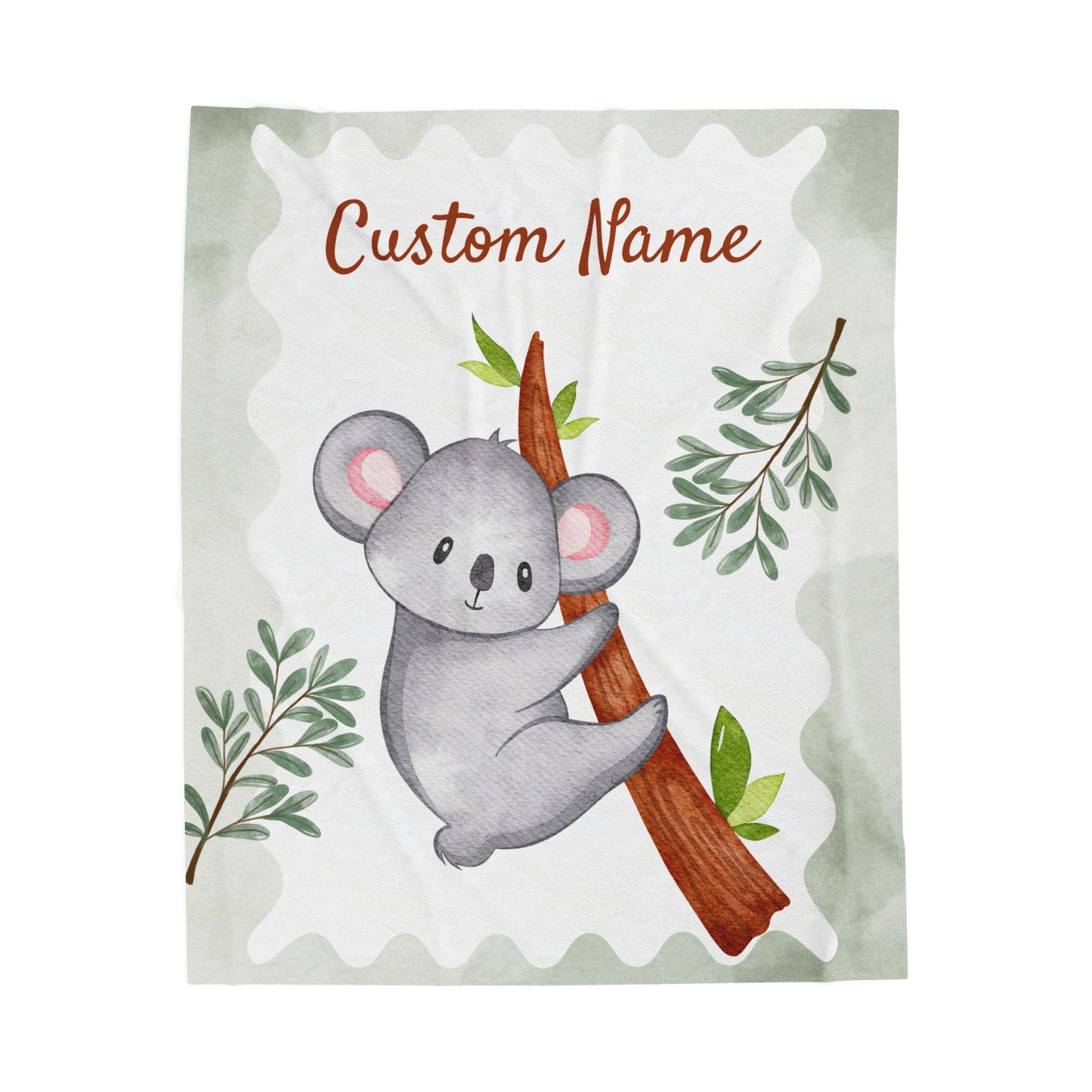 Custom Velveteen Plush Blanket with Adorable Koala Design, Cozy Gift for Kids, Nursery Decor, Personalized Baby Blanket, Holiday Gift Idea
