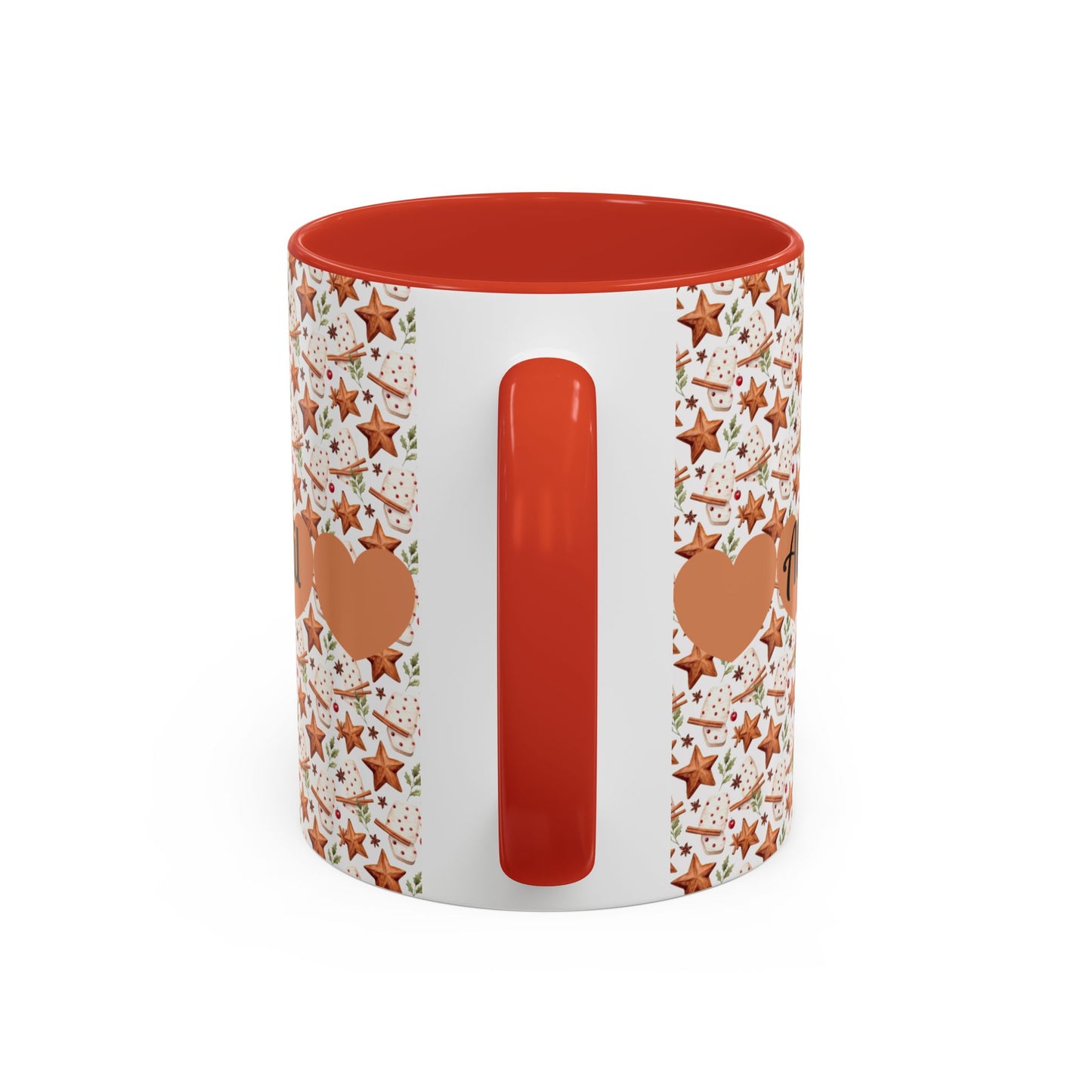 Personalized Accent Coffee Mug - Custom Gift, Floral Design, Heart Motif, Perfect for Birthdays, Anniversaries, Holidays