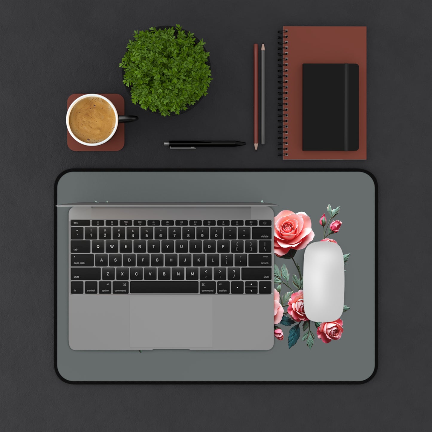 Personalized Floral Desk Mat | Elegant Workspace Decor, Custom Mouse Pad, Office Gift, Elegant Desk Accessory, Rose Design