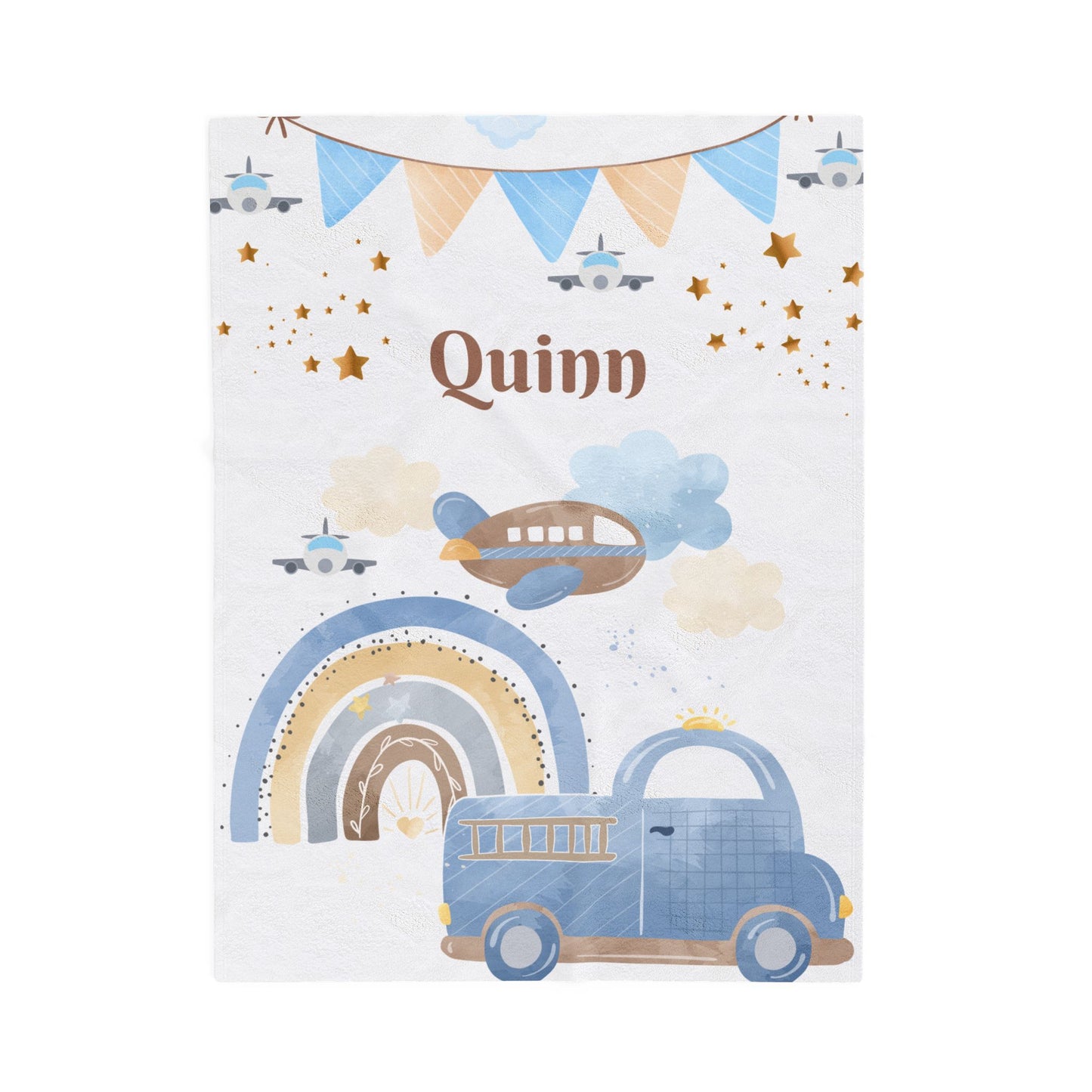 Personalized Velveteen Plush Blanket for Kids, Cozy Baby Blanket, Soft Nursery Throw, Custom Name Gift, Ideal for Baby Showers