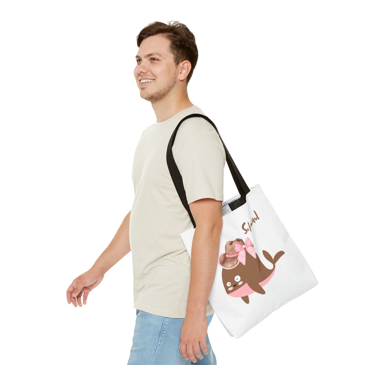 Whale wearing a cowboy hat with a pink bow Tote Bag