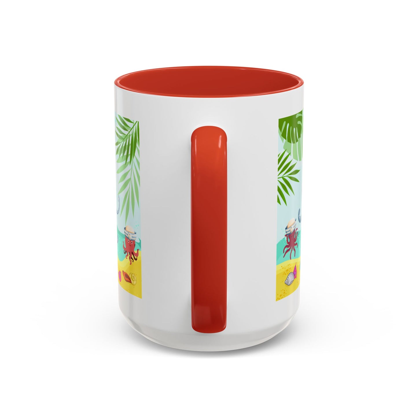 Octopus on a beach scene with tropical Coffee Mug