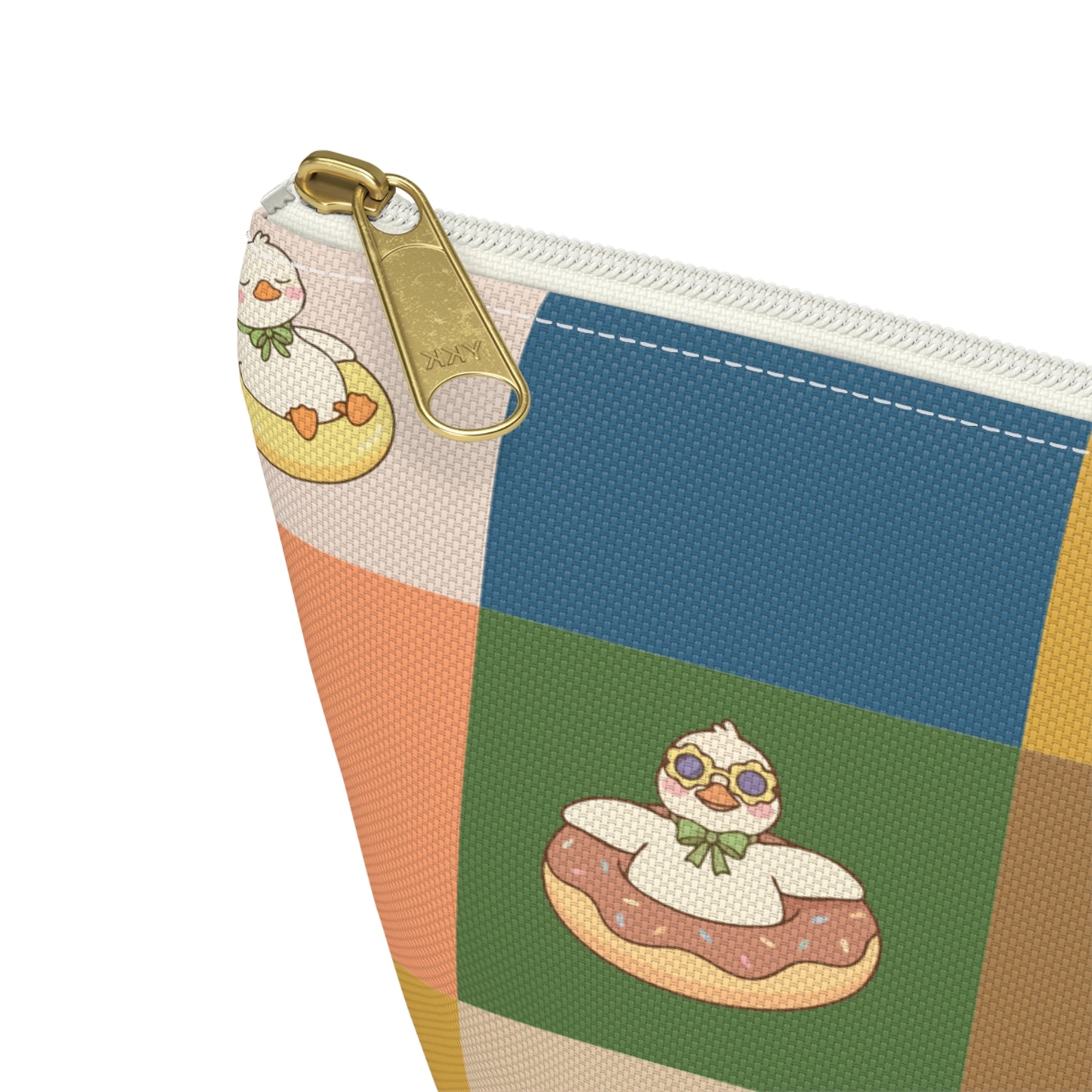 Personalized Duck Pattern Accessory Pouch — Custom Name Cosmetic Bag