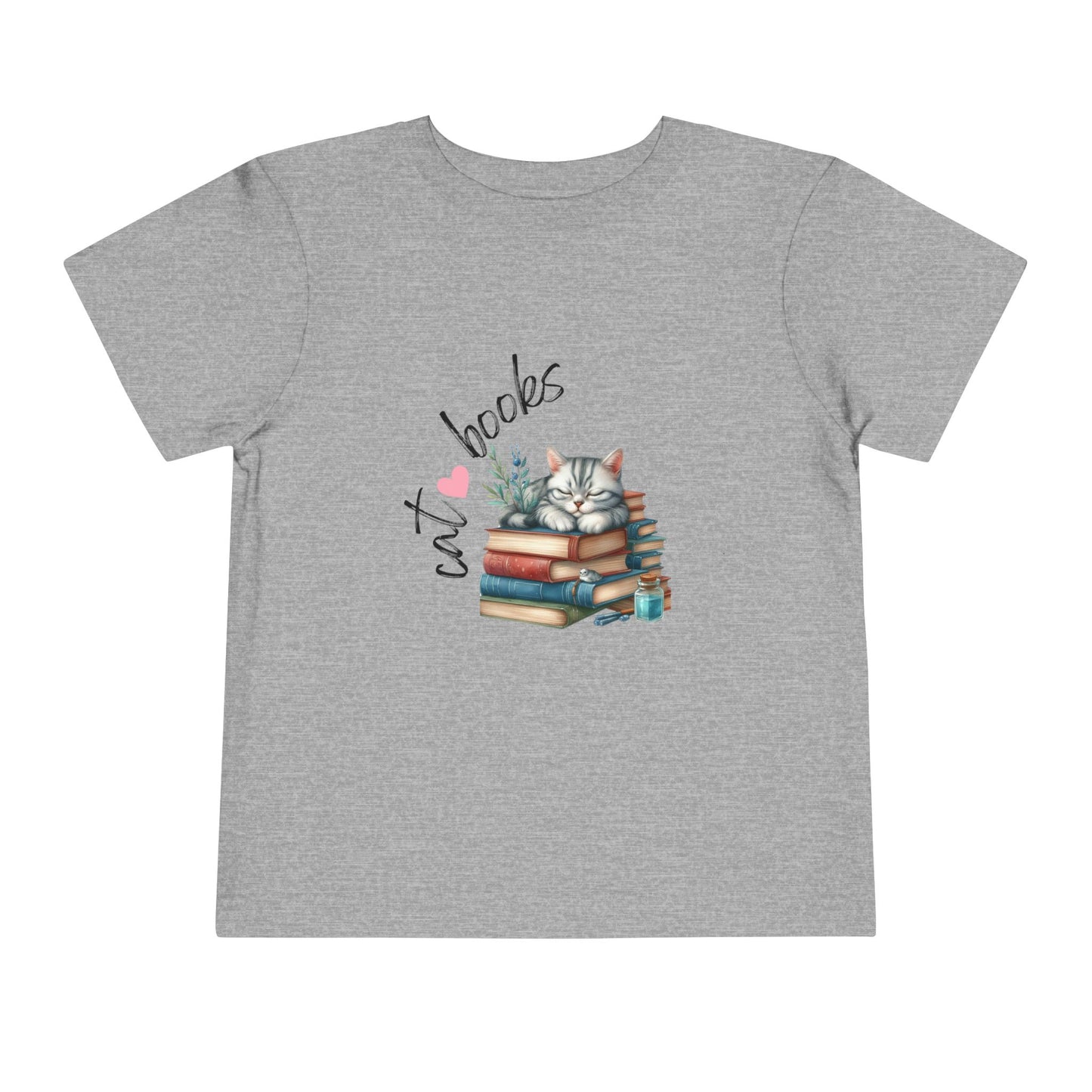 Cute Cat Books Toddler Tee, Kids Cat Lover Shirt, Bookworm Toddler T-Shirt, Gift for Cat Lovers, Fun Children's Apparel