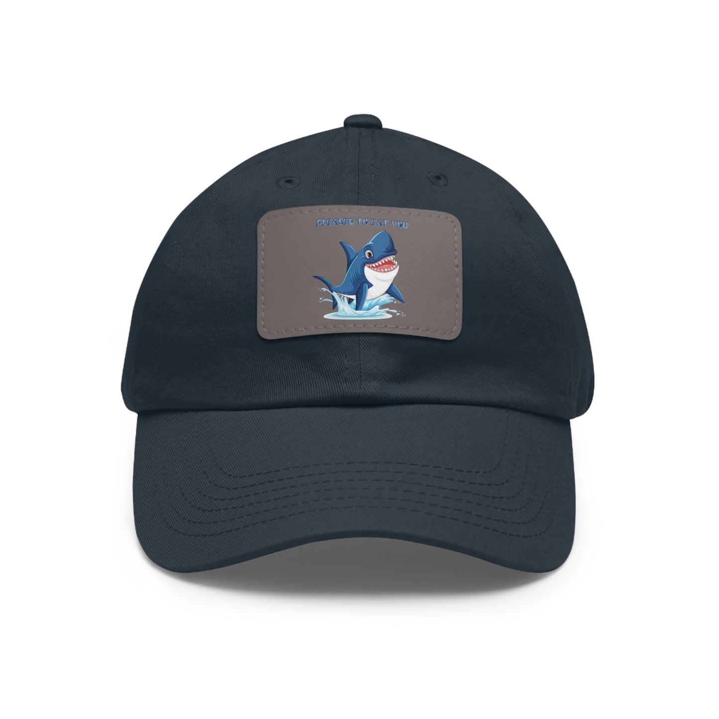 Humorous cartoon shark with threatening text Dad Hat with Leather Patch (Rectangle)