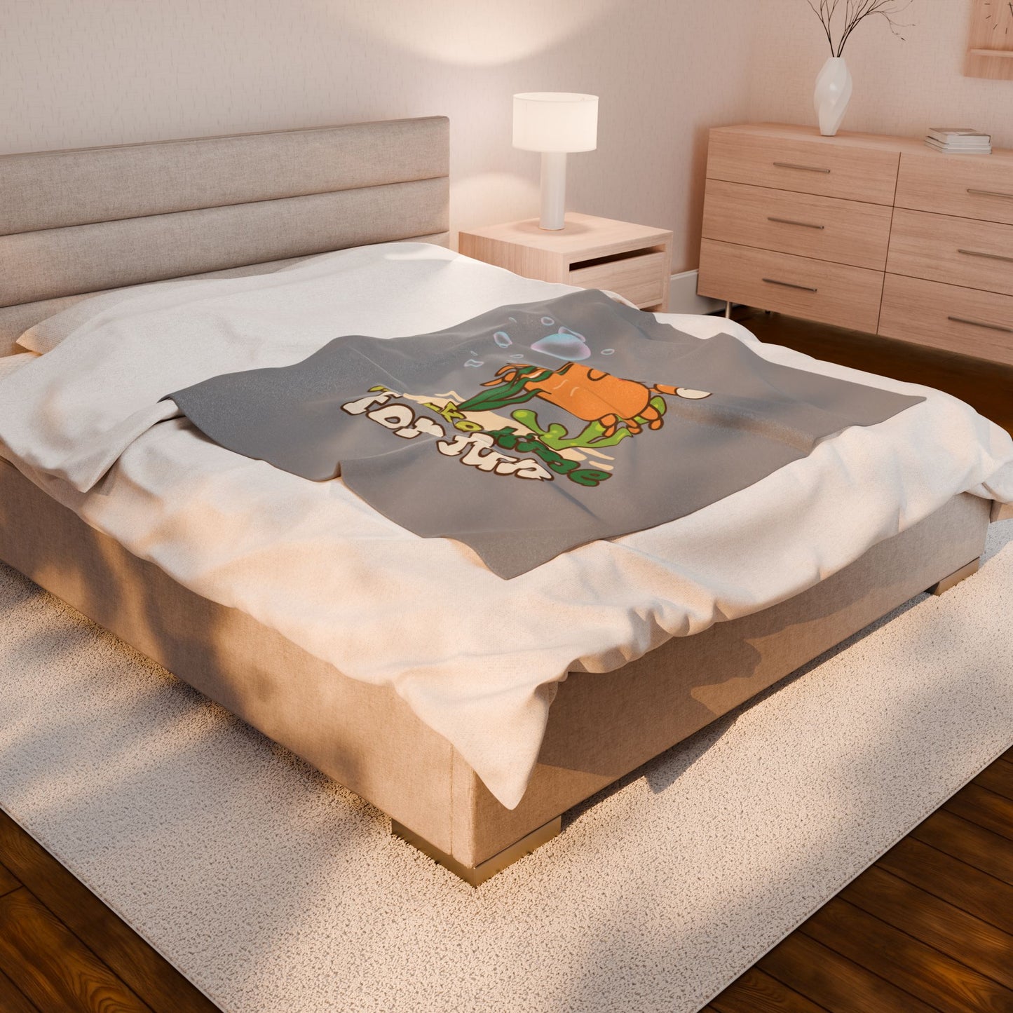 Cartoon crab lllusstration promoting joy and playfulness Velveteen Plush Blanket