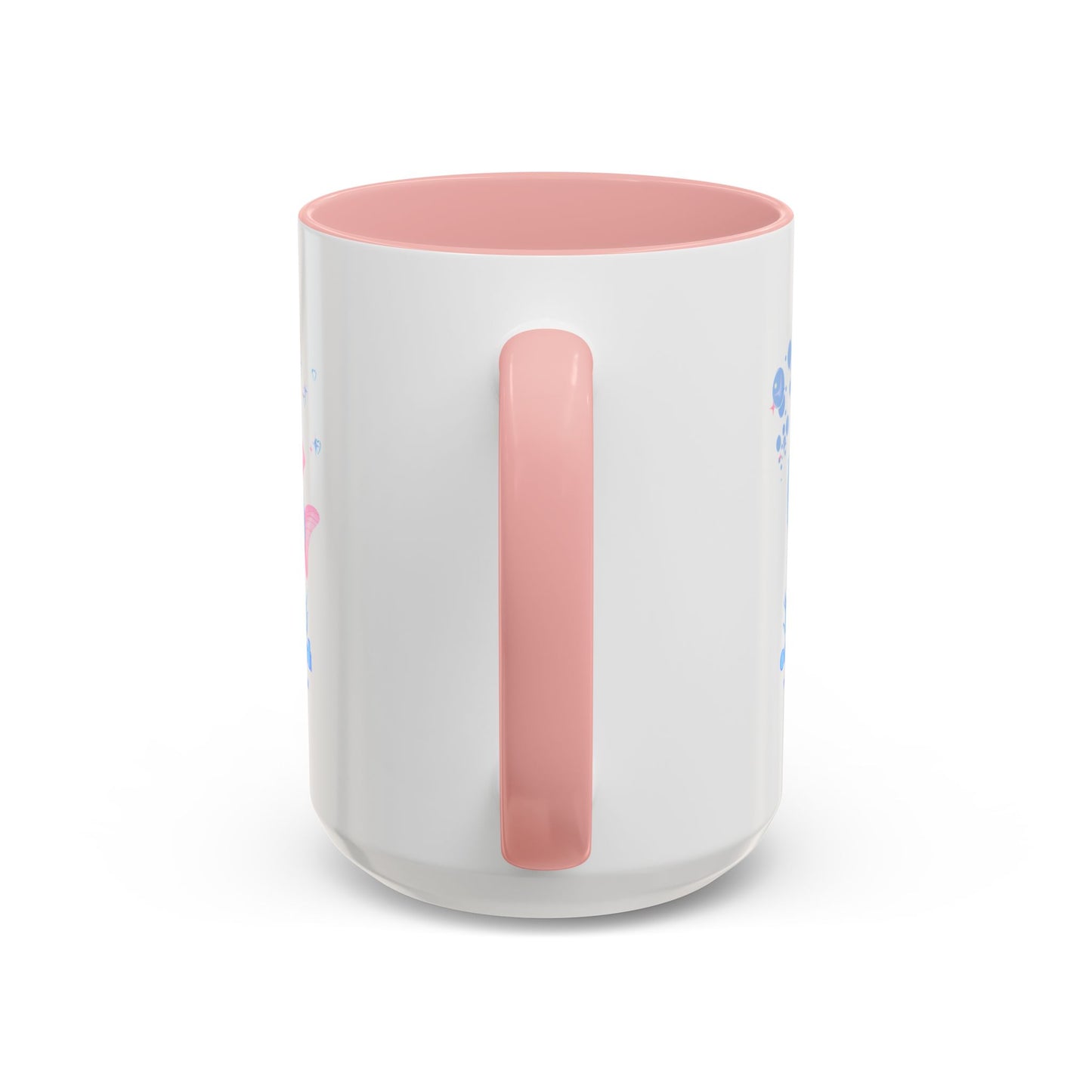 Cute cartoon fish with pink fins and bubble Coffee Mug