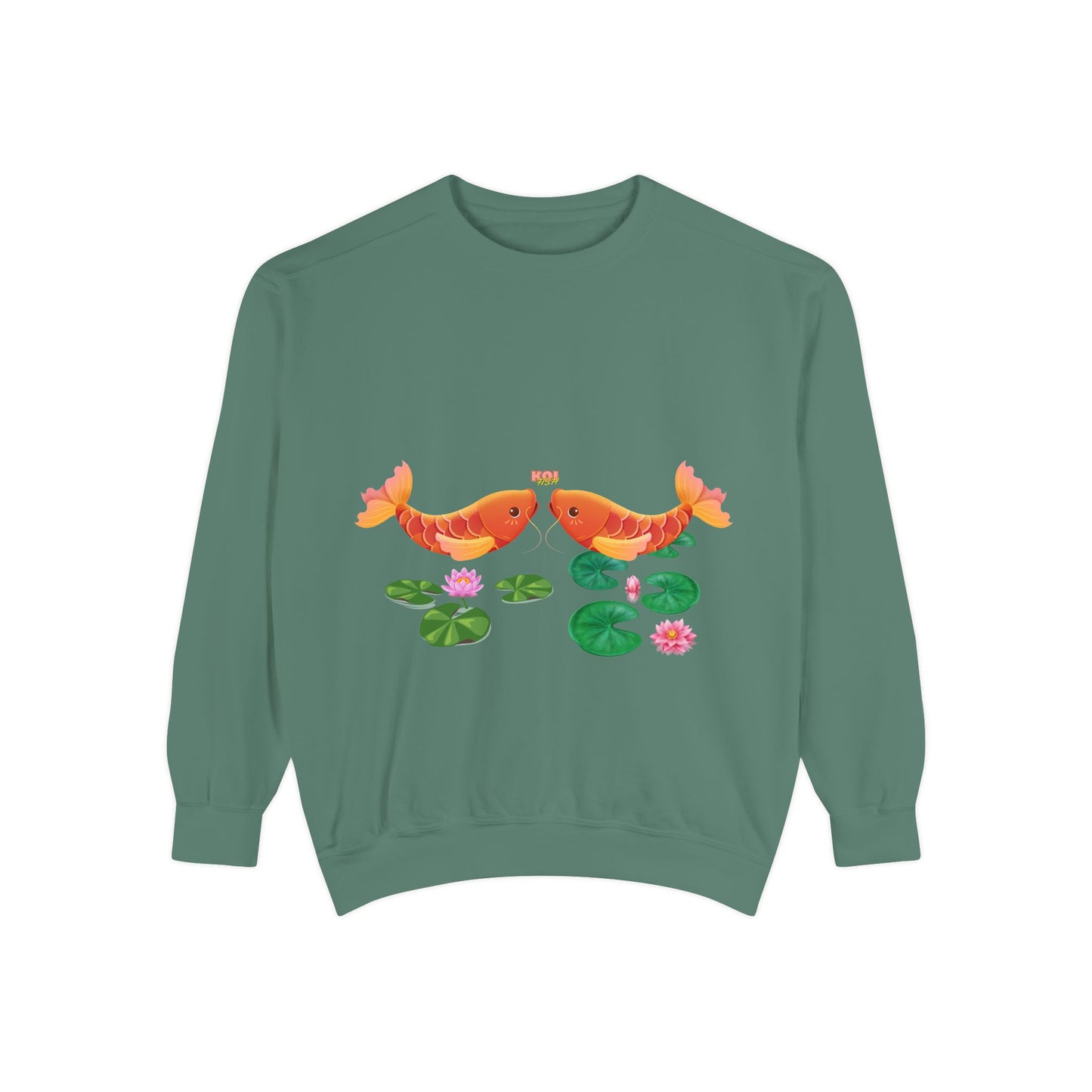 Golden koi fish with lotus flowers Unisex Garment-Dyed Sweatshirt
