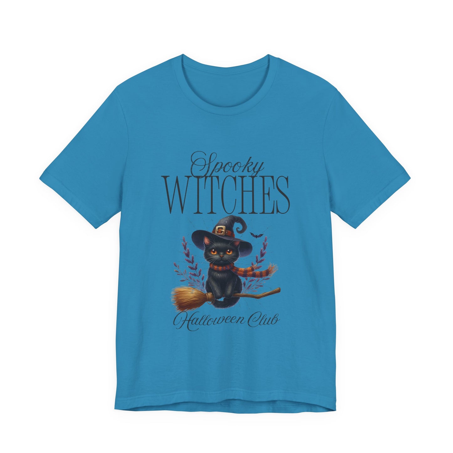 Spooky Witches Halloween Tee, Unisex Short Sleeve Shirt, Witch T-Shirt, Halloween Costume Top, Cat Lovers Gift, Fall Fashion