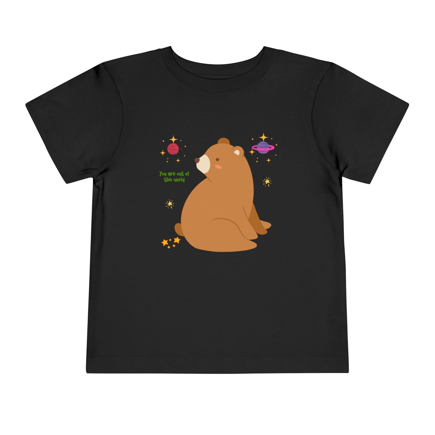 Cosmic Bear Toddler Tee, Cute Kids Shirt, Animal Graphic Tee, Playful Toddler Clothing, Gift for Birthdays, Space-Themed Apparel