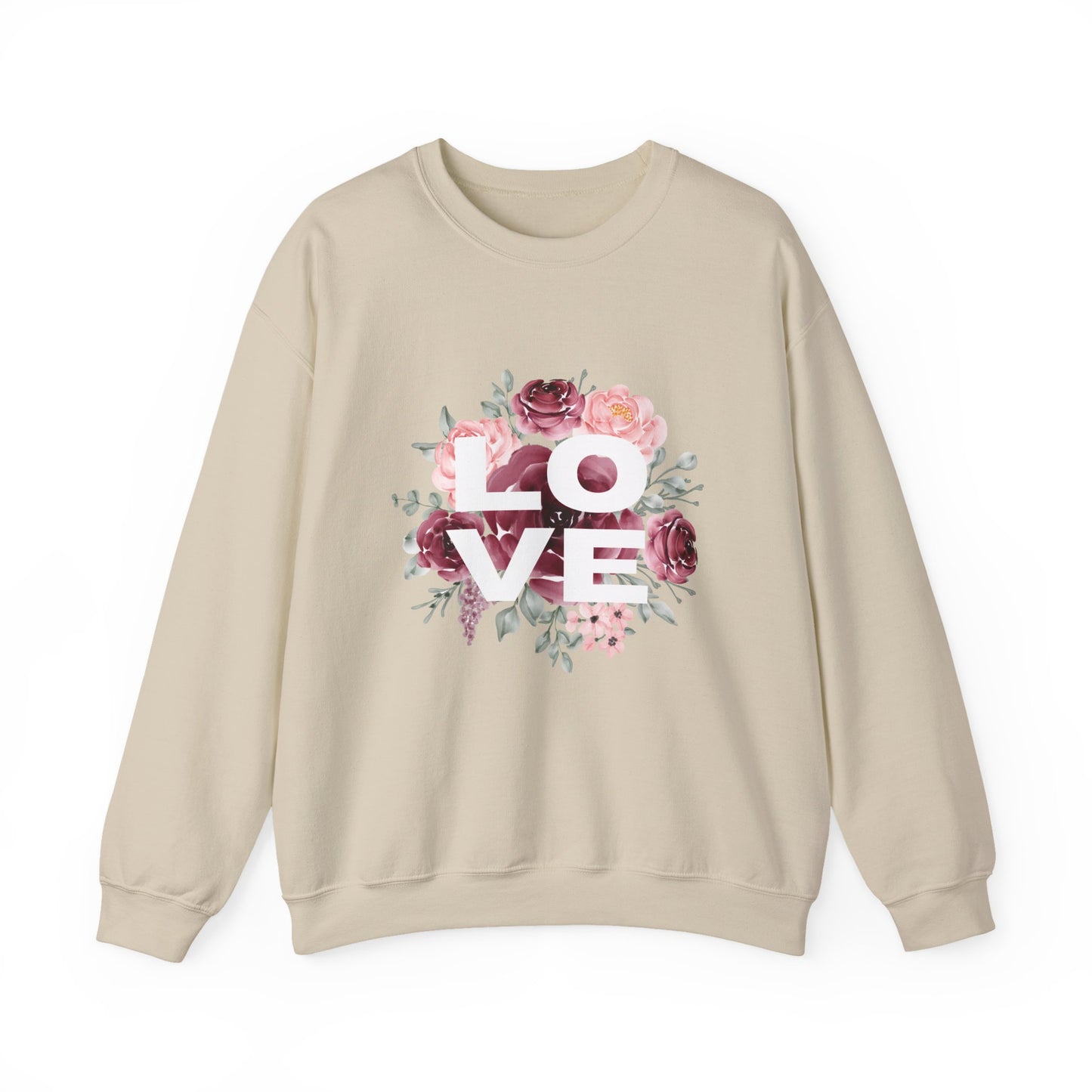 Floral Love Crewneck Sweatshirt | Cozy Unisex Sweatshirt for Valentine's Day, Romantic Gift, Casual Wear, Stylish Layering