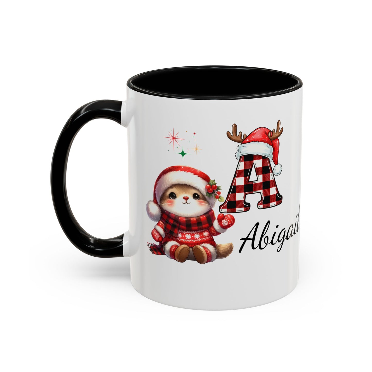 Festive Personalized Coffee Mug, Holiday Gift for Coffee Lovers, Custom Name Mug, Cute Animal Design, Perfect for Christmas
