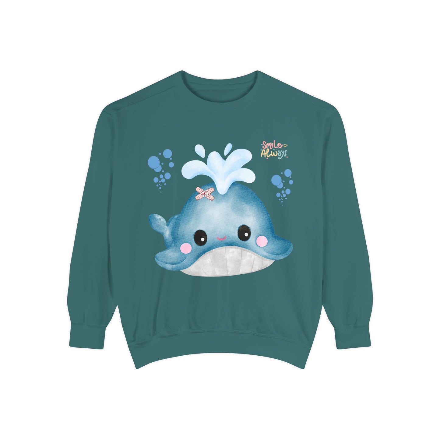 Whale with a bandage and bubble Unisex Garment-Dyed Sweatshirt