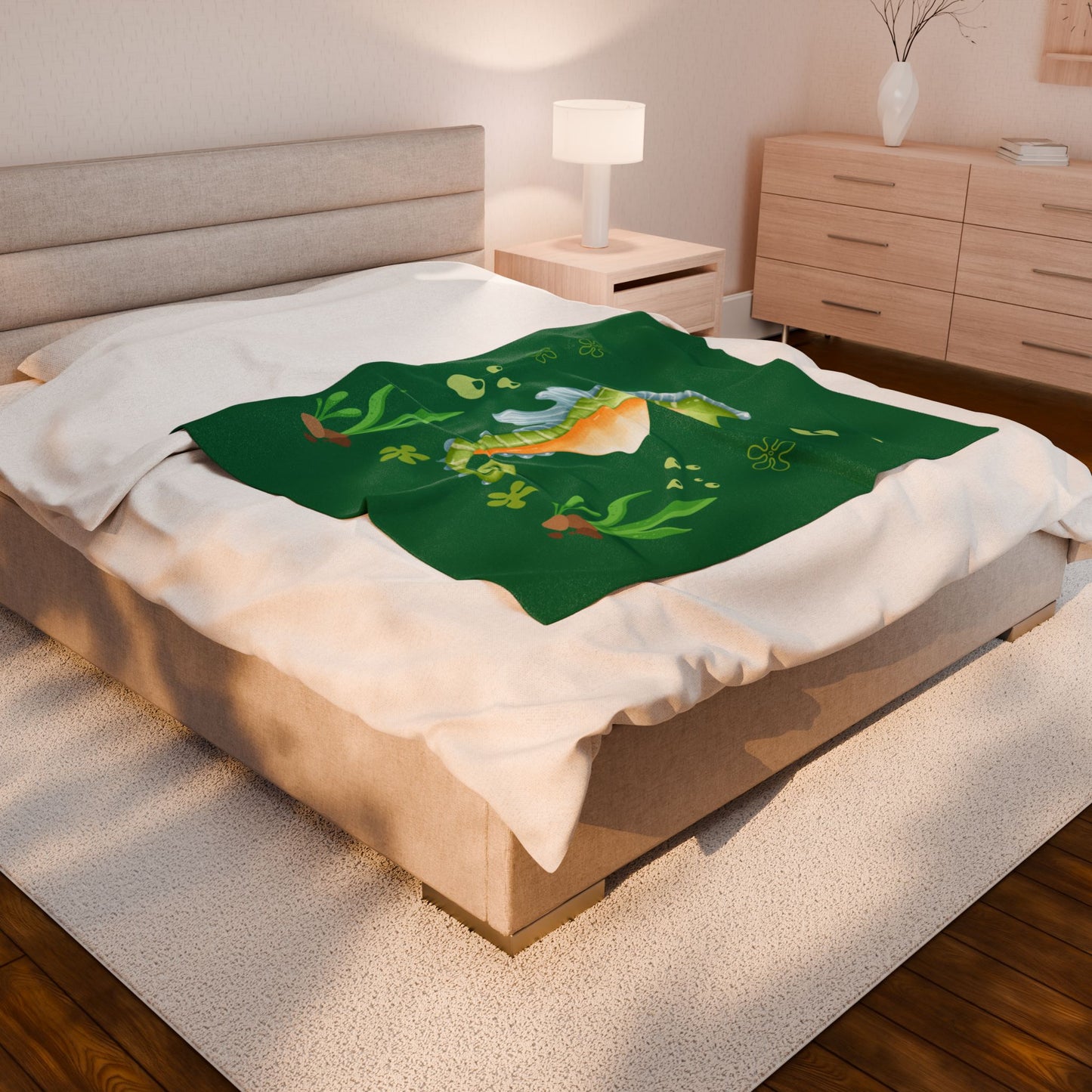 Seahorse with a focus on the natural world Velveteen Plush Blanket