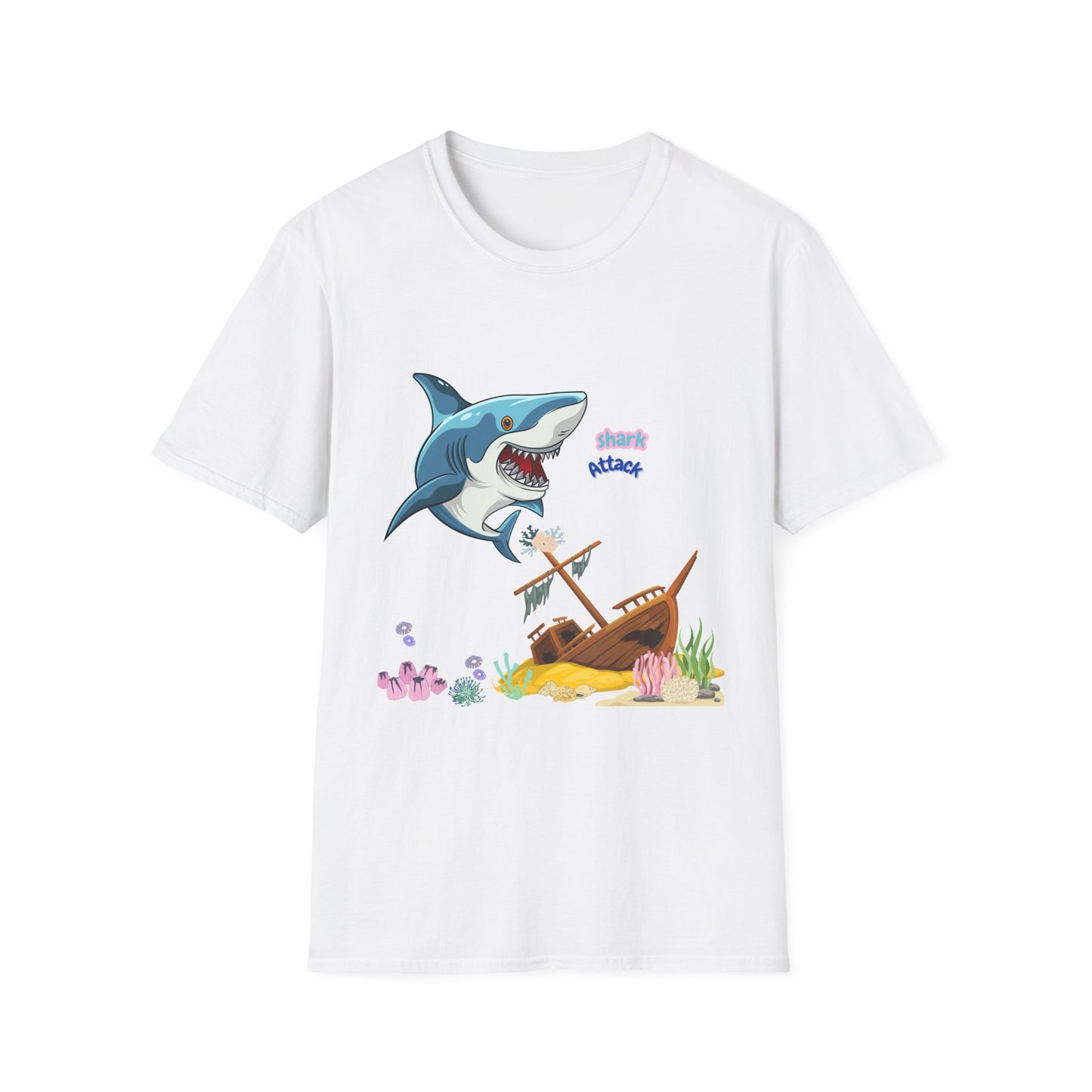 Shark Attack Graphic T-Shirt, Fun Summer Tee, Beach Vacation Top, Gift for Ocean Lovers, Marine Life Apparel