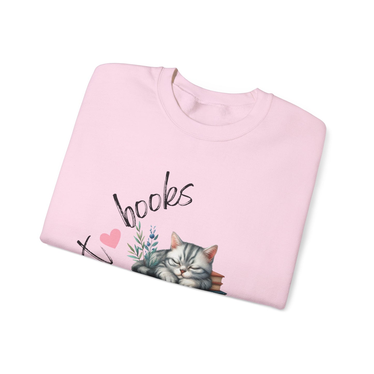 Cozy Cat Lover Crewneck Sweatshirt - Great for Book Lovers, Cat Enthusiasts, Gifts, Casual Wear, Cozy Nights