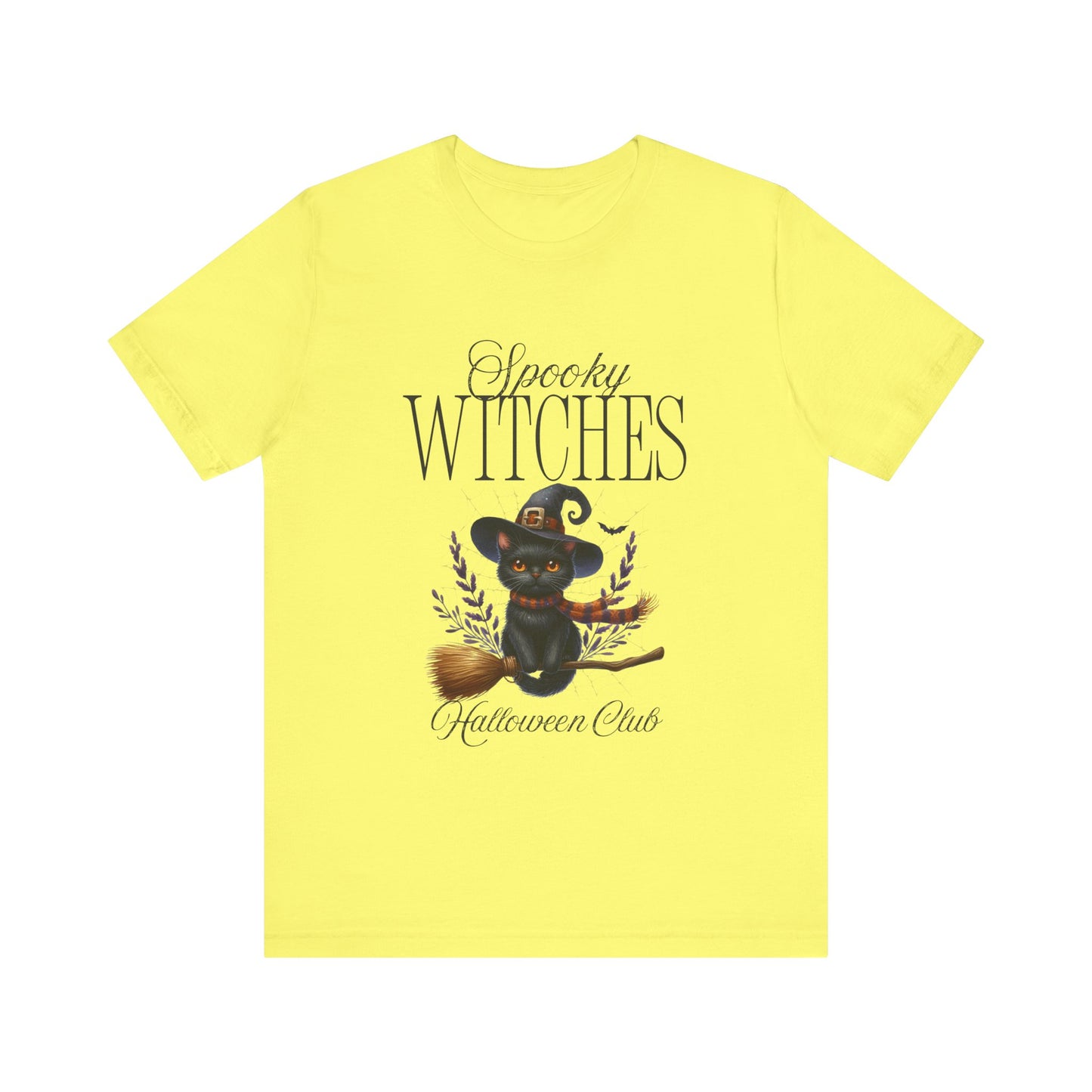 Spooky Witches Halloween Tee, Unisex Short Sleeve Shirt, Witch T-Shirt, Halloween Costume Top, Cat Lovers Gift, Fall Fashion