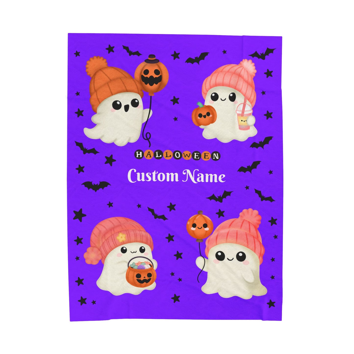 Halloween Ghost Plush Blanket | Cozy Home Decor for Fall, Kids' Room, Spooky Season, Gift Idea, Cute Throw