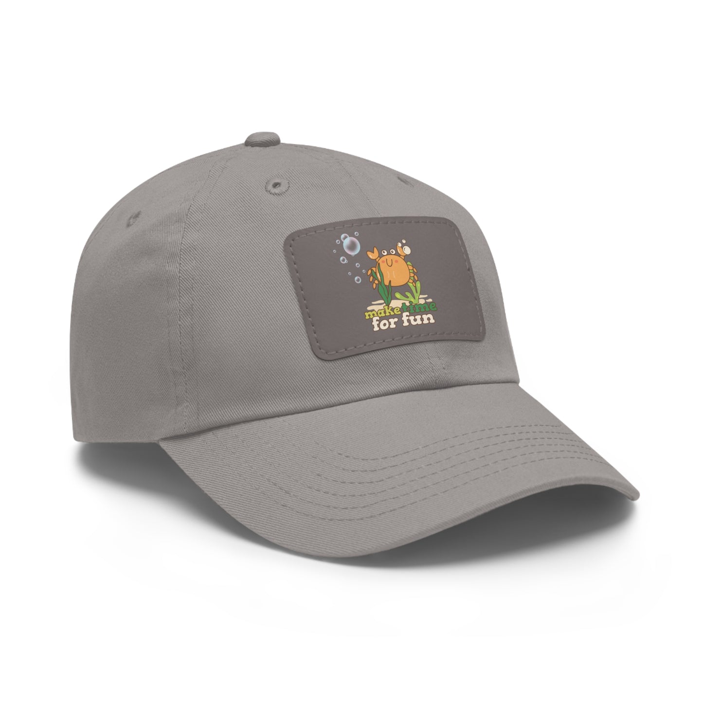 Cartoon crab lllusstration promoting joy and playfulness Dad Hat with Leather Patch (Rectangle)