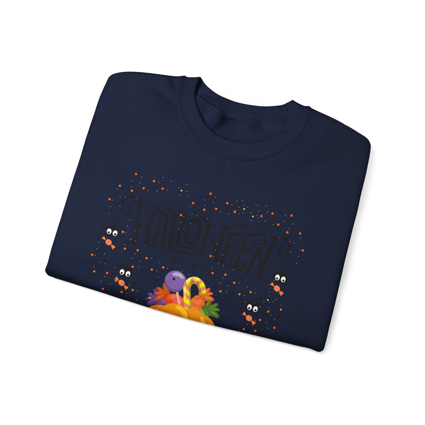 Halloween Themed Unisex Crewneck Sweatshirt, Cozy Fall Apparel, Gifting, Festive Wear, Halloween Decorations, Pumpkin Design