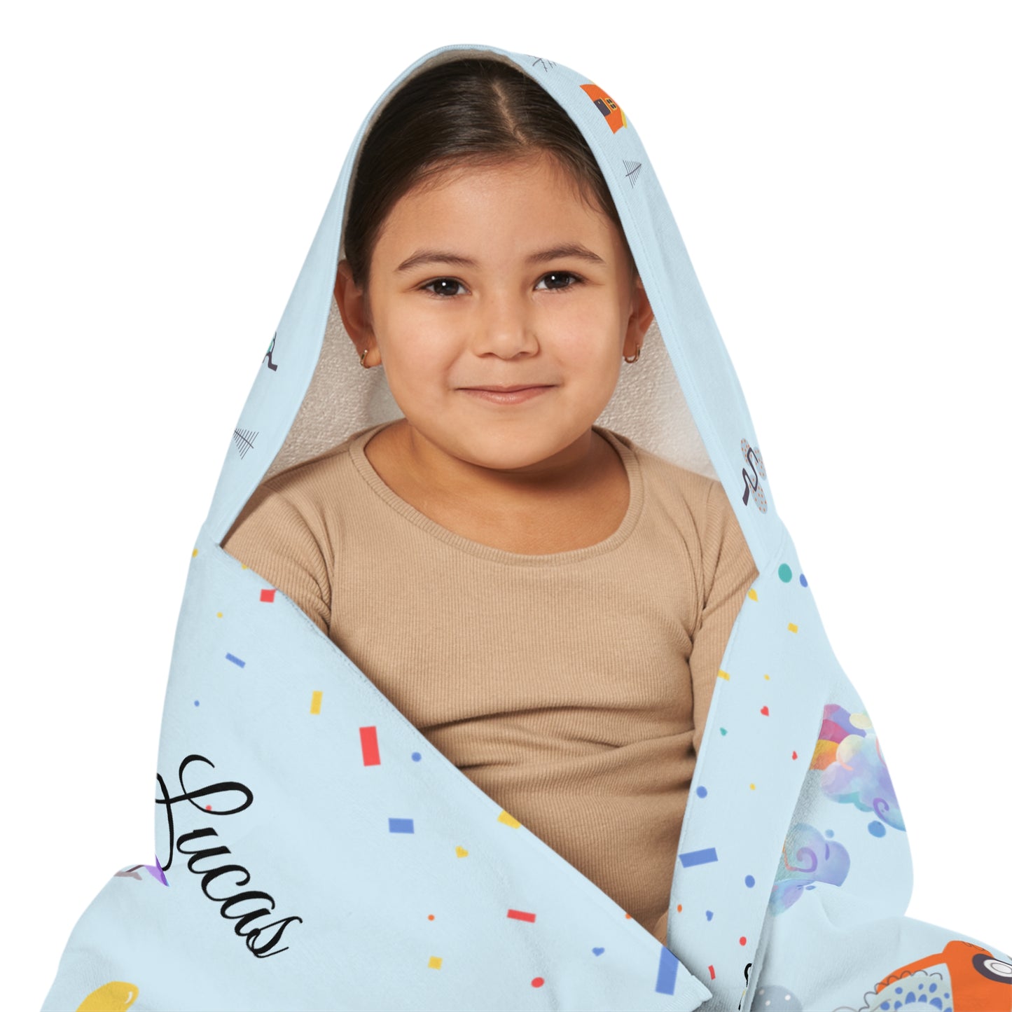 Personalized Kids Hooded Towel - Road Trip Cars Design (Custom Name)