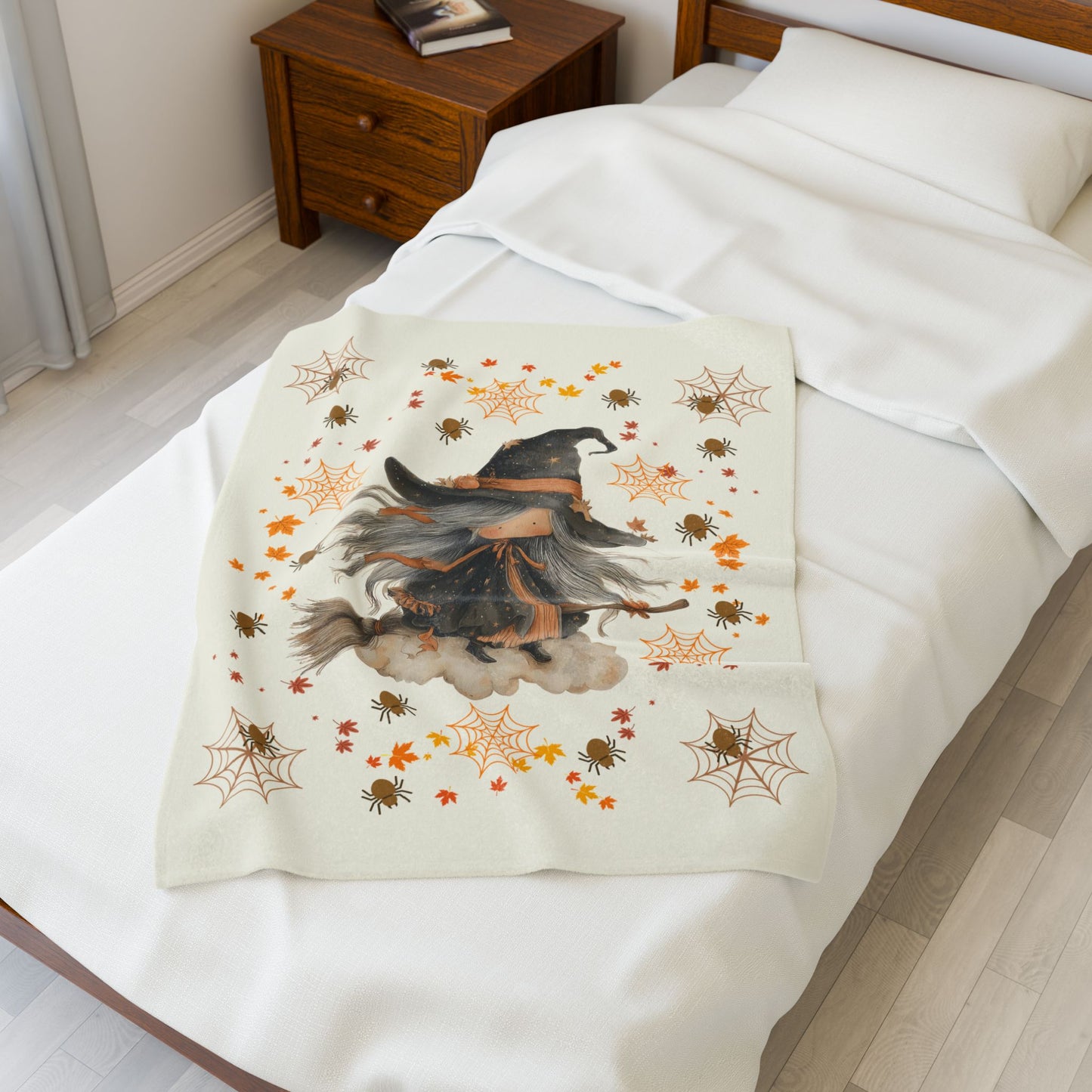 Cozy Witchy Velveteen Plush Blanket | Fall Decor, Halloween Gift, Soft Throw, Decorative Blanket, Warm Blanket